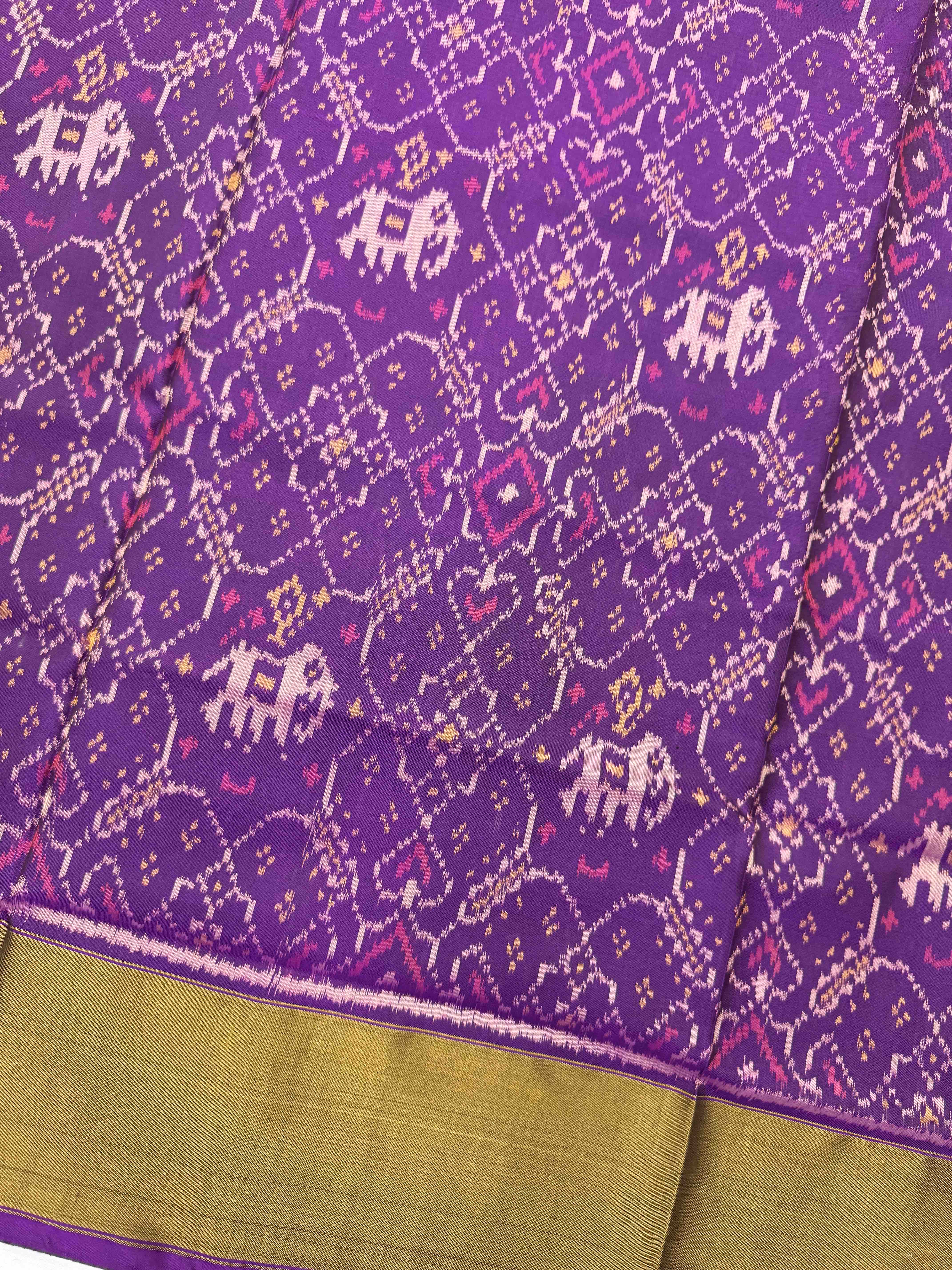 Purple Manekchowk Elephant Rajkot Patola Saree