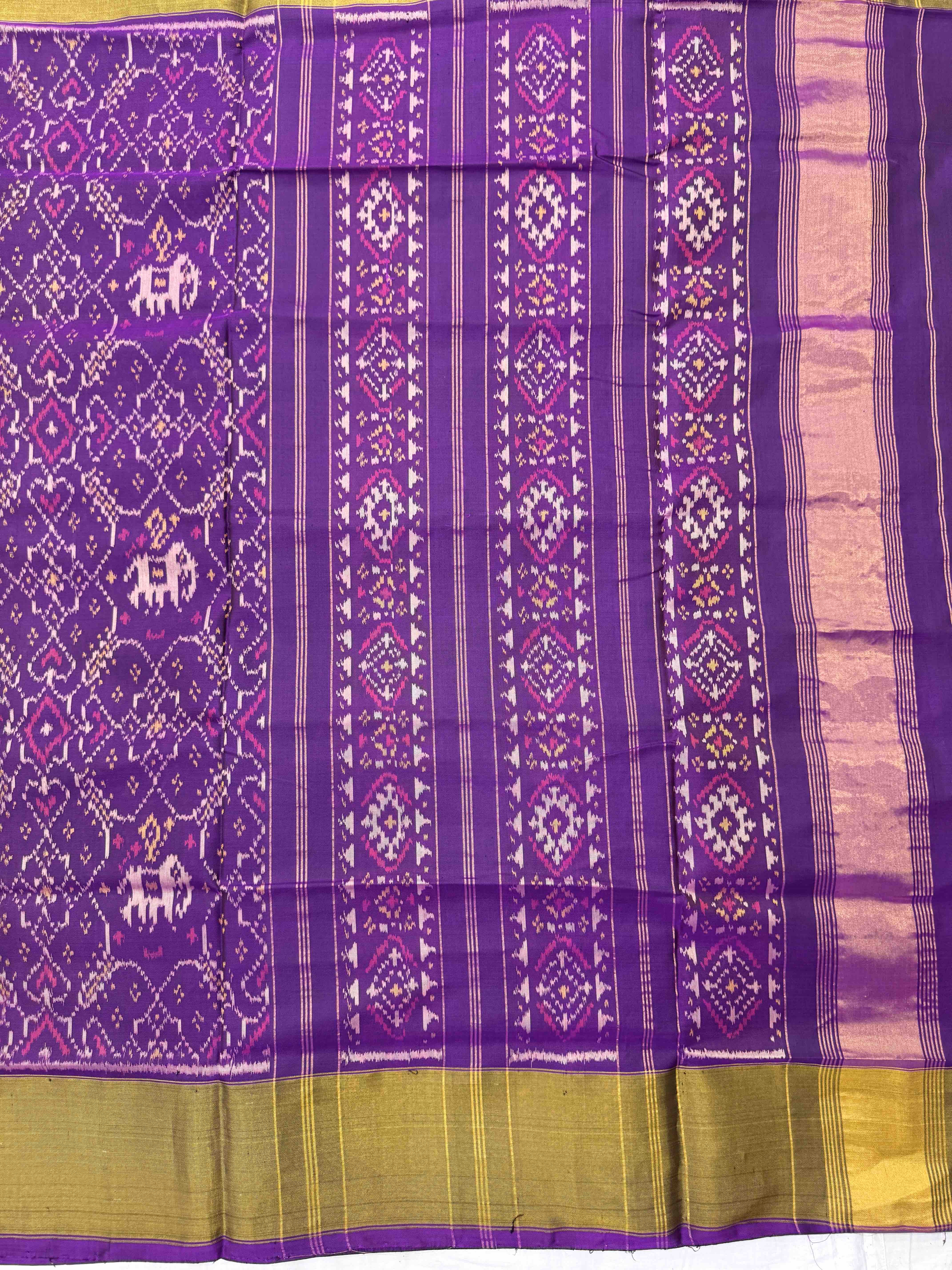 Purple Manekchowk Elephant Rajkot Patola Saree