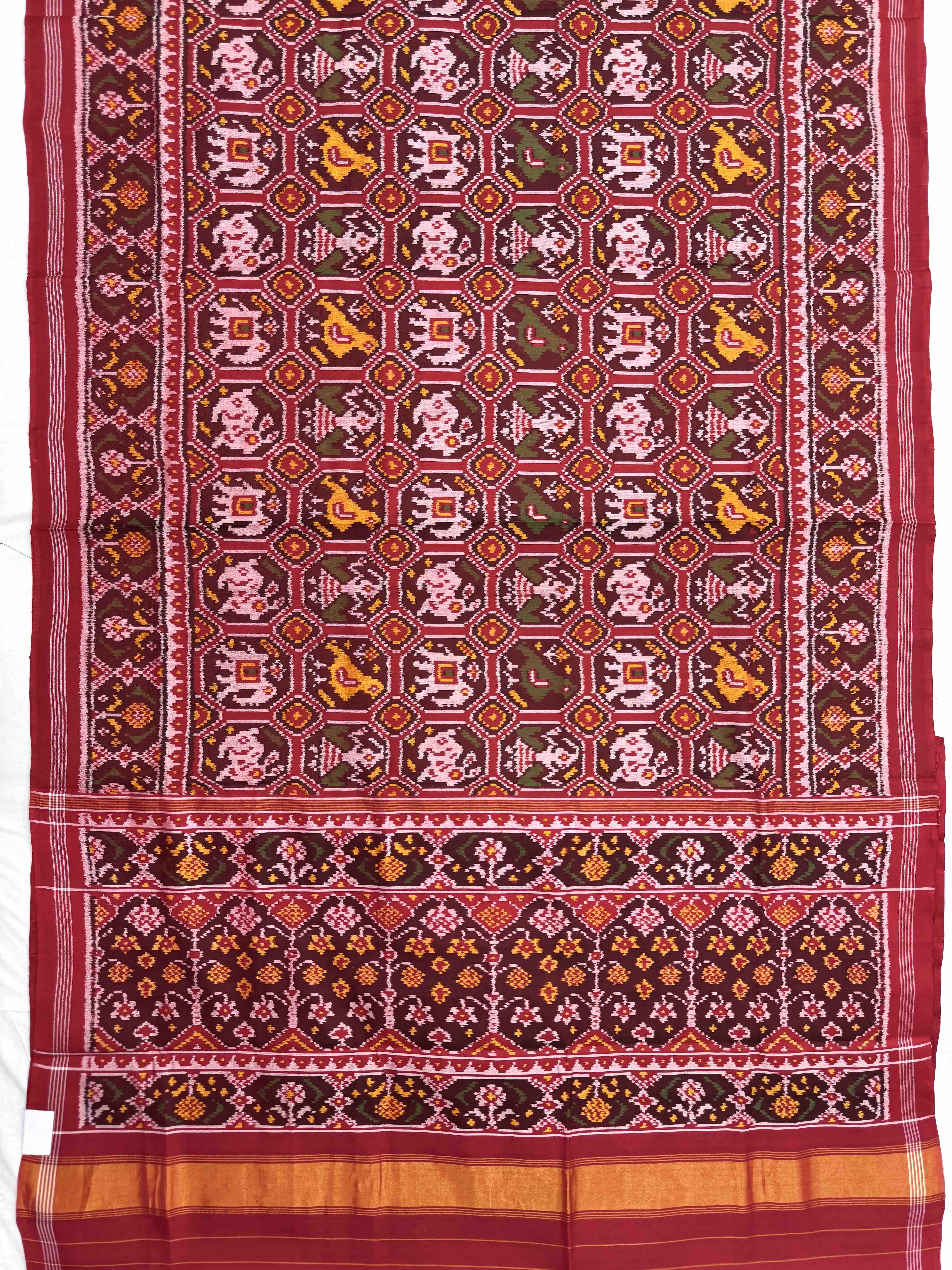 Red Small Narikunj Single Ikat Patan Patola Saree
