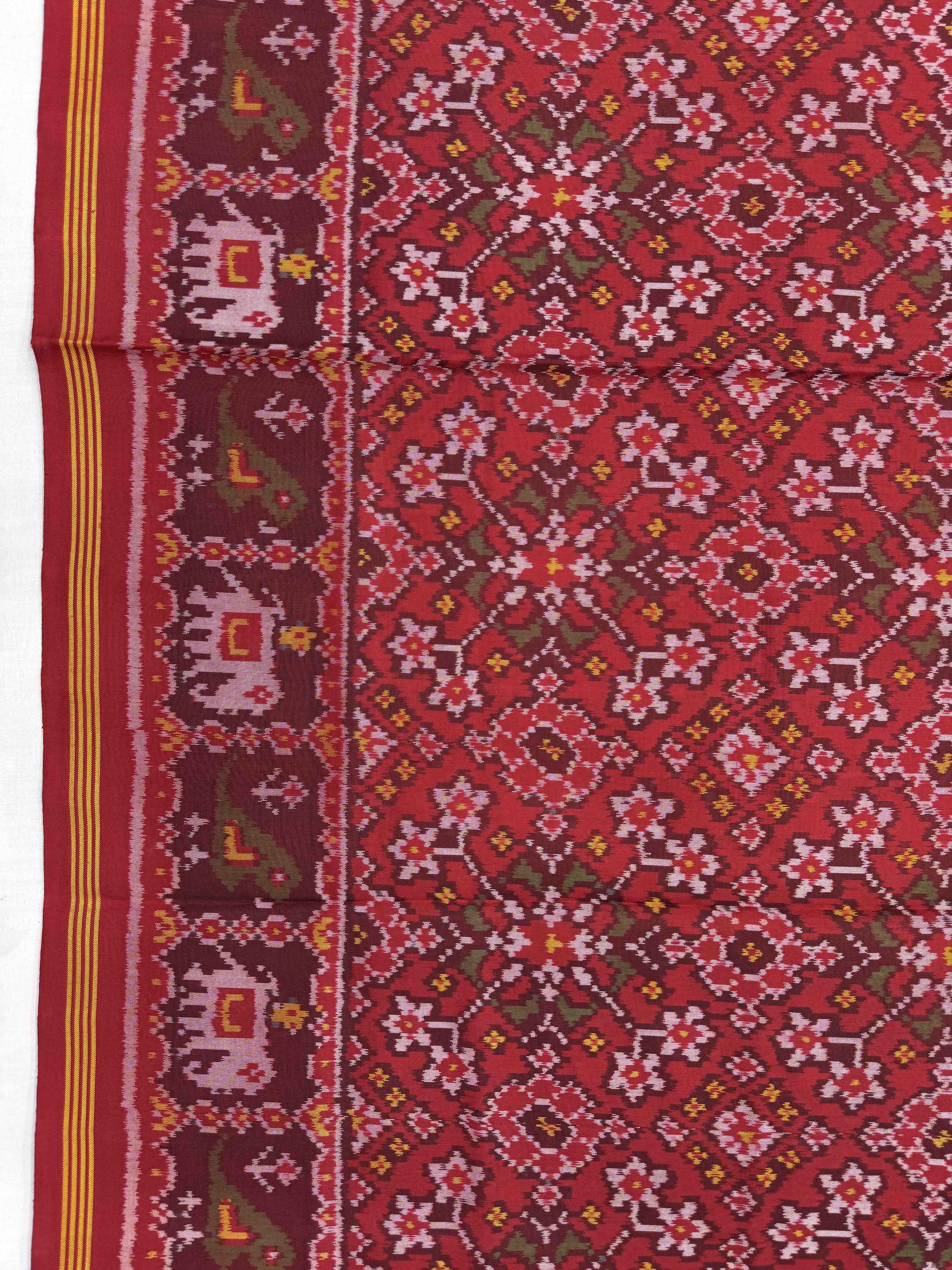 Red Navratan Single Ikat Patan Patola Saree