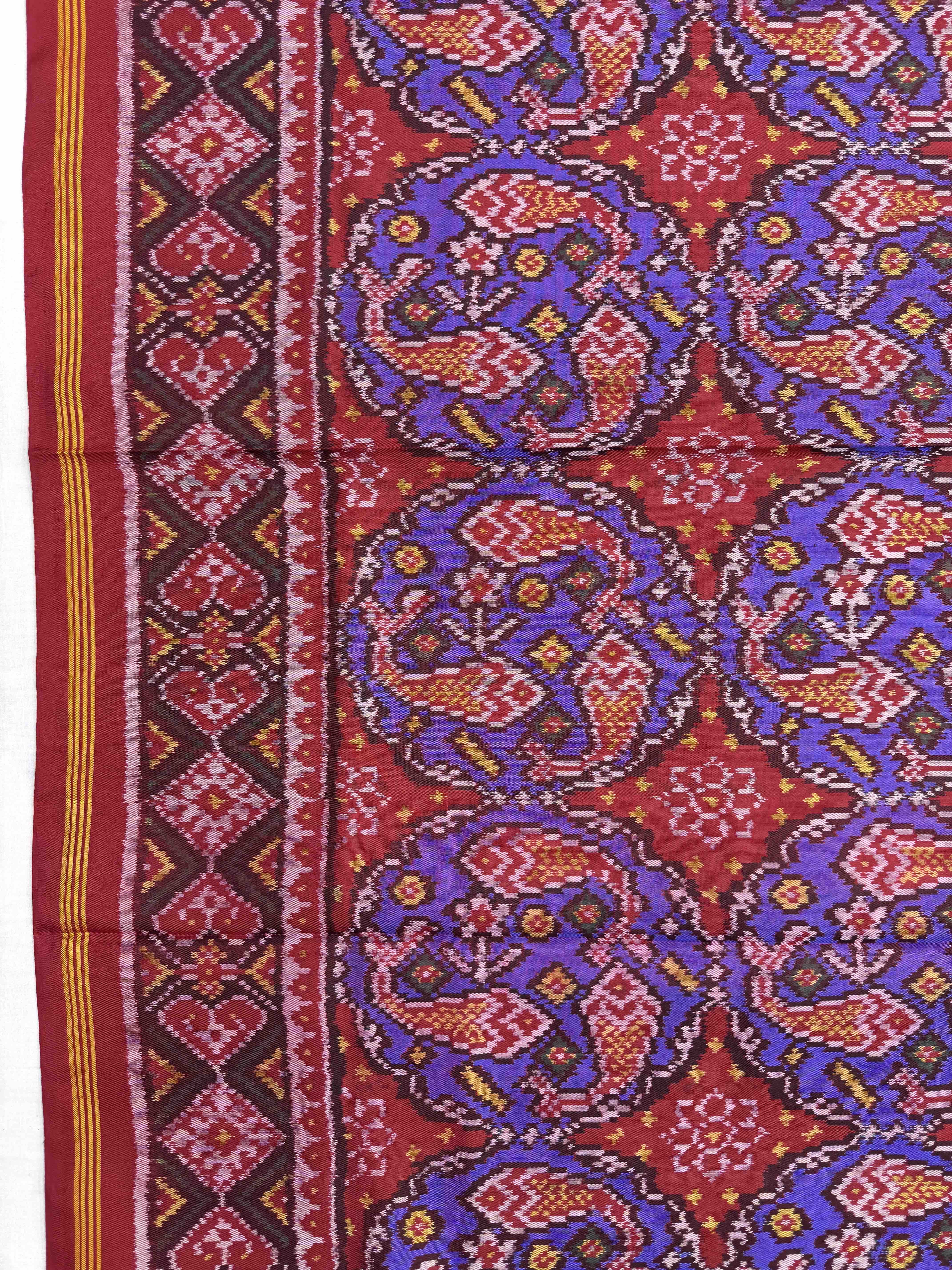 Red & Purple Fish Chhabdi Single Ikat Patan Patola Saree