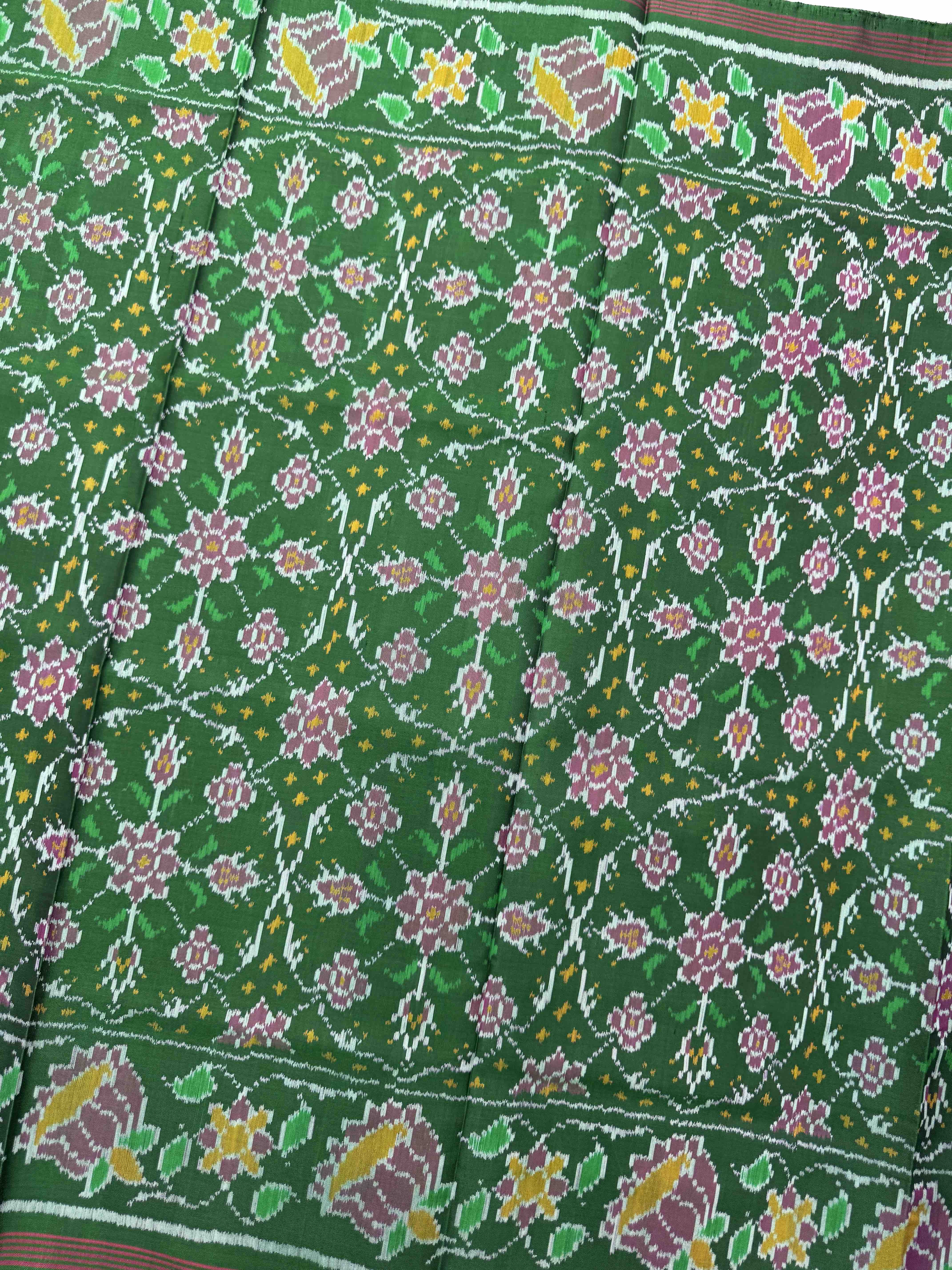 Green Chhabdi Single Ikat Patan Patola Saree
