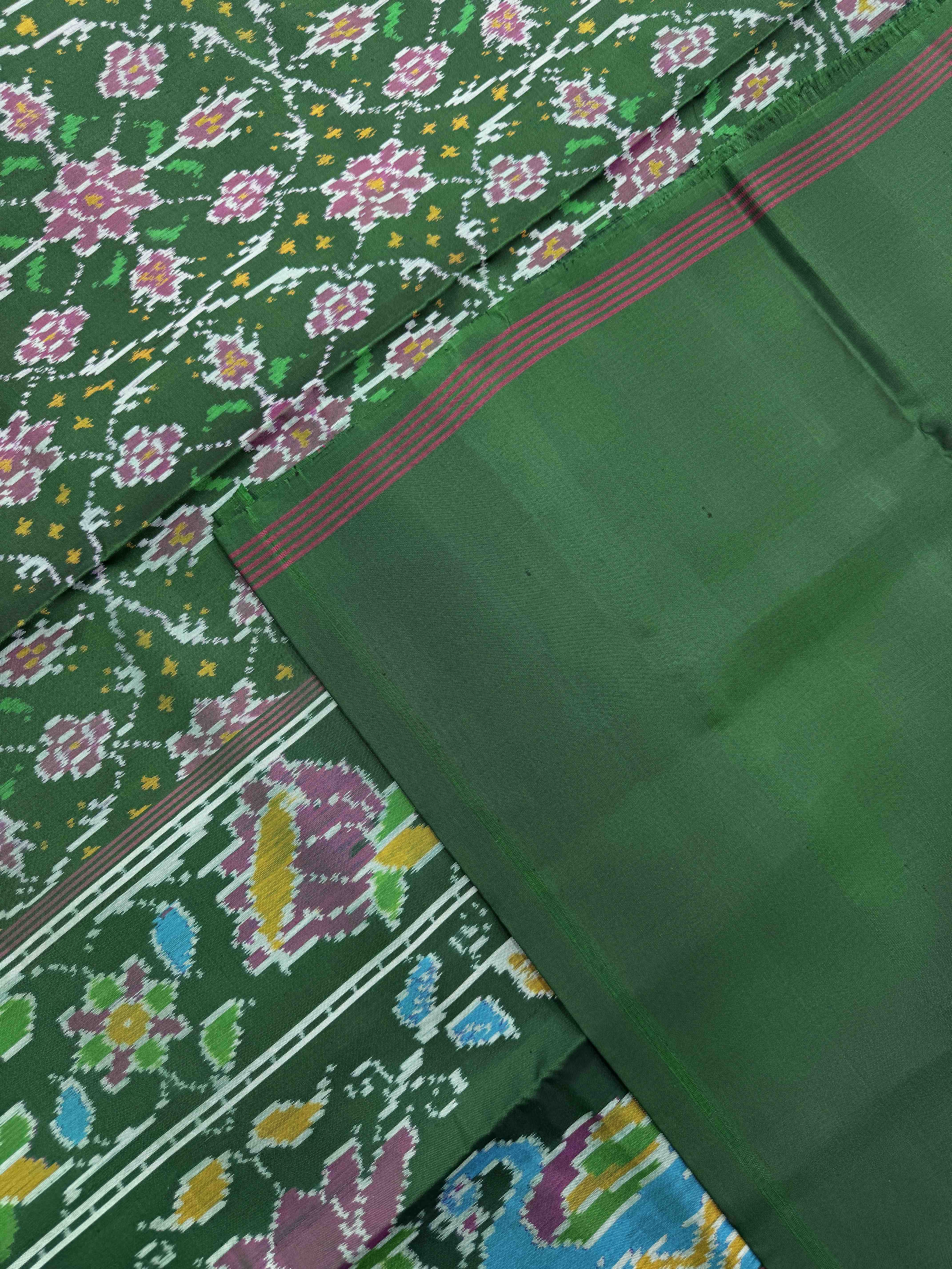 Green Chhabdi Single Ikat Patan Patola Saree