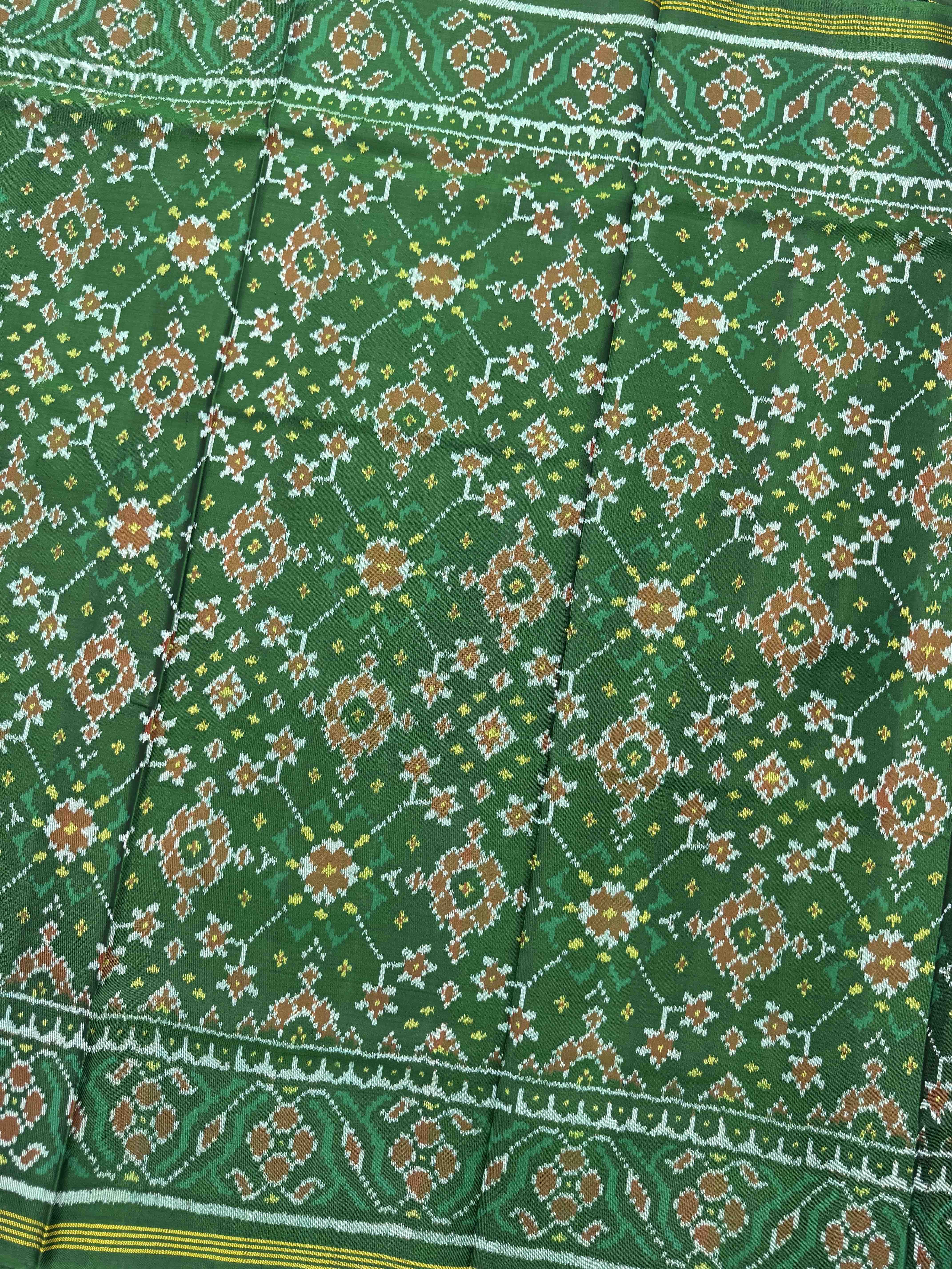 Green Navratan Single Ikat Patan Patola Saree