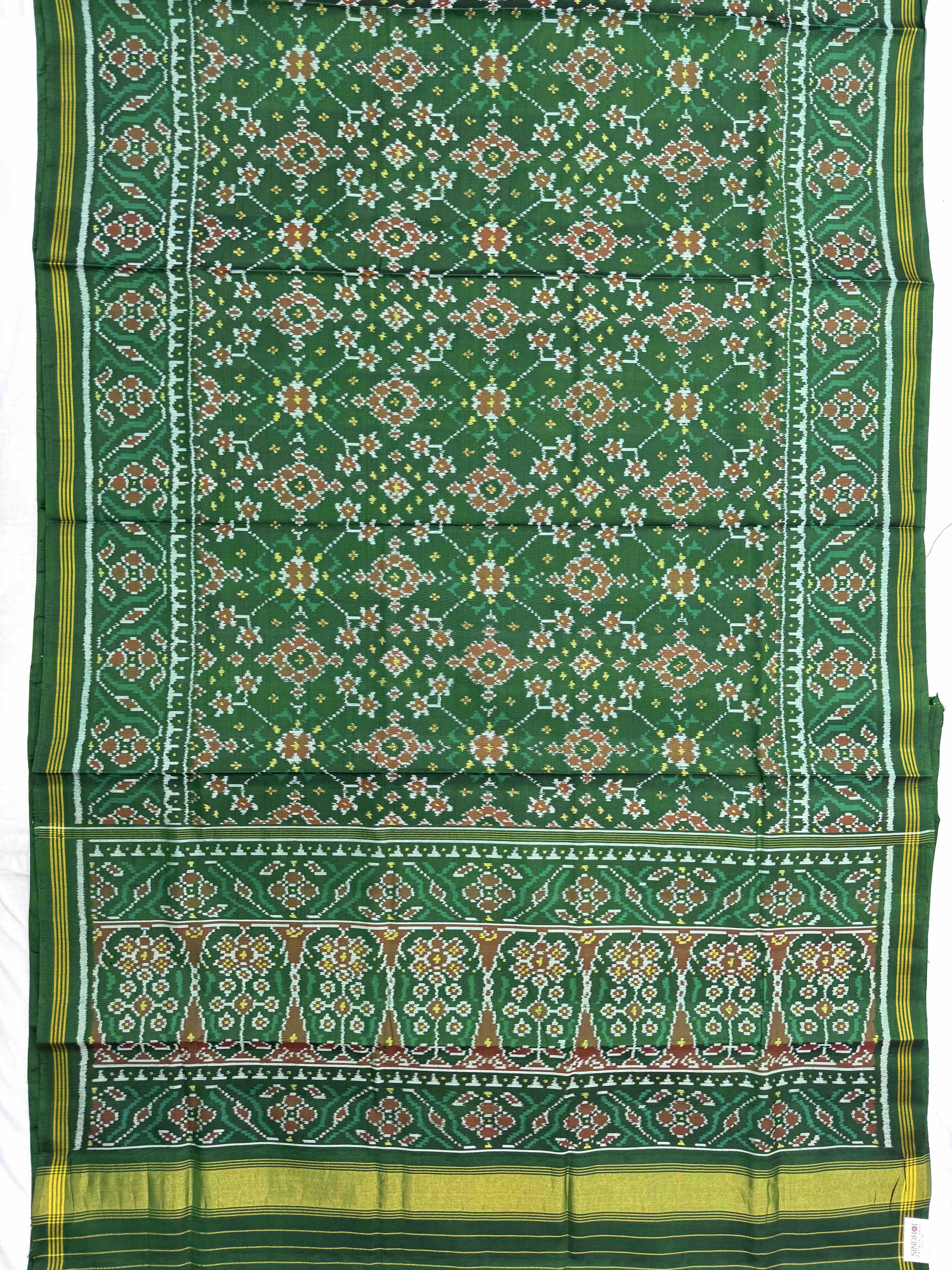 Green Navratan Single Ikat Patan Patola Saree