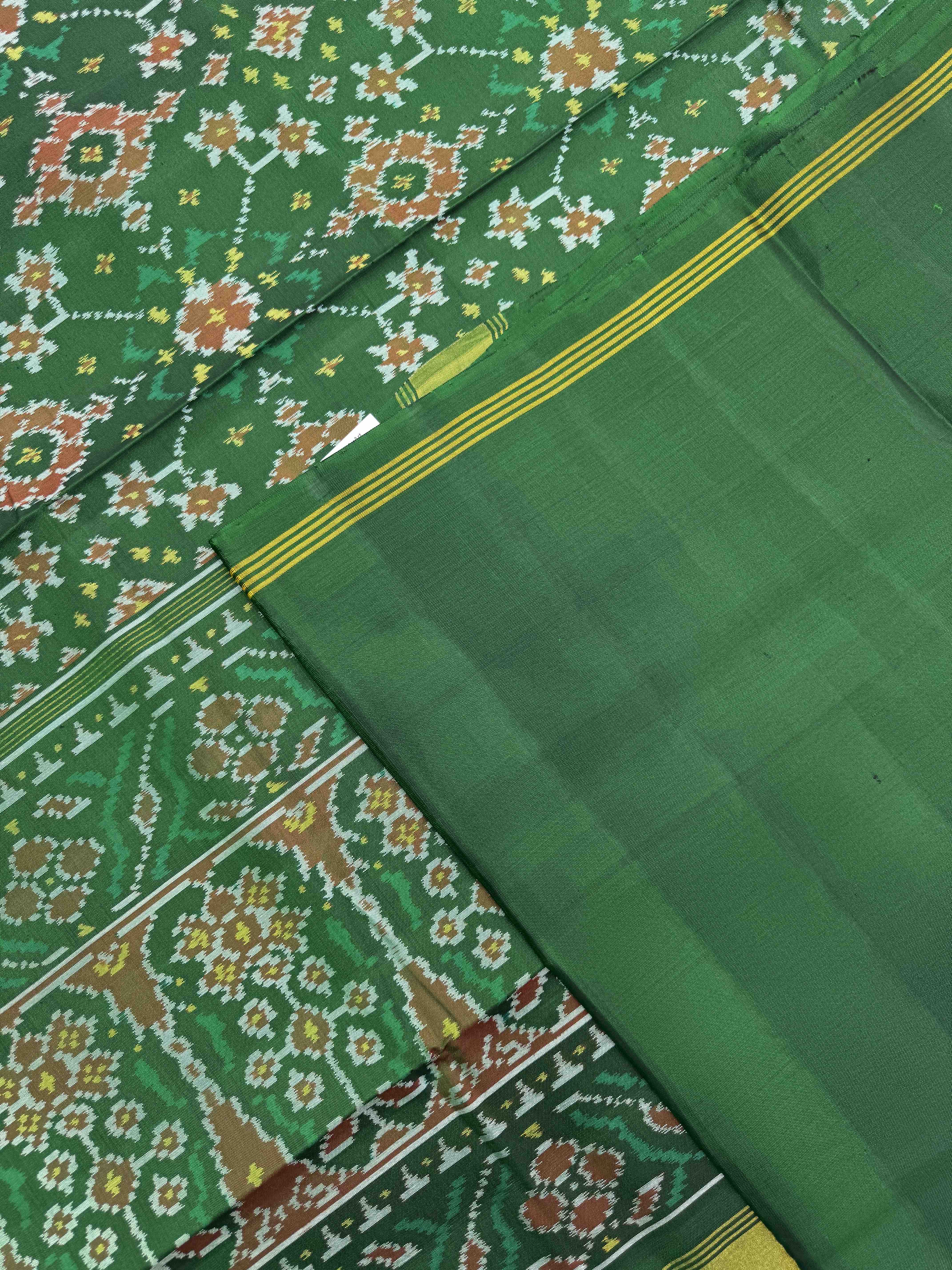 Green Navratan Single Ikat Patan Patola Saree