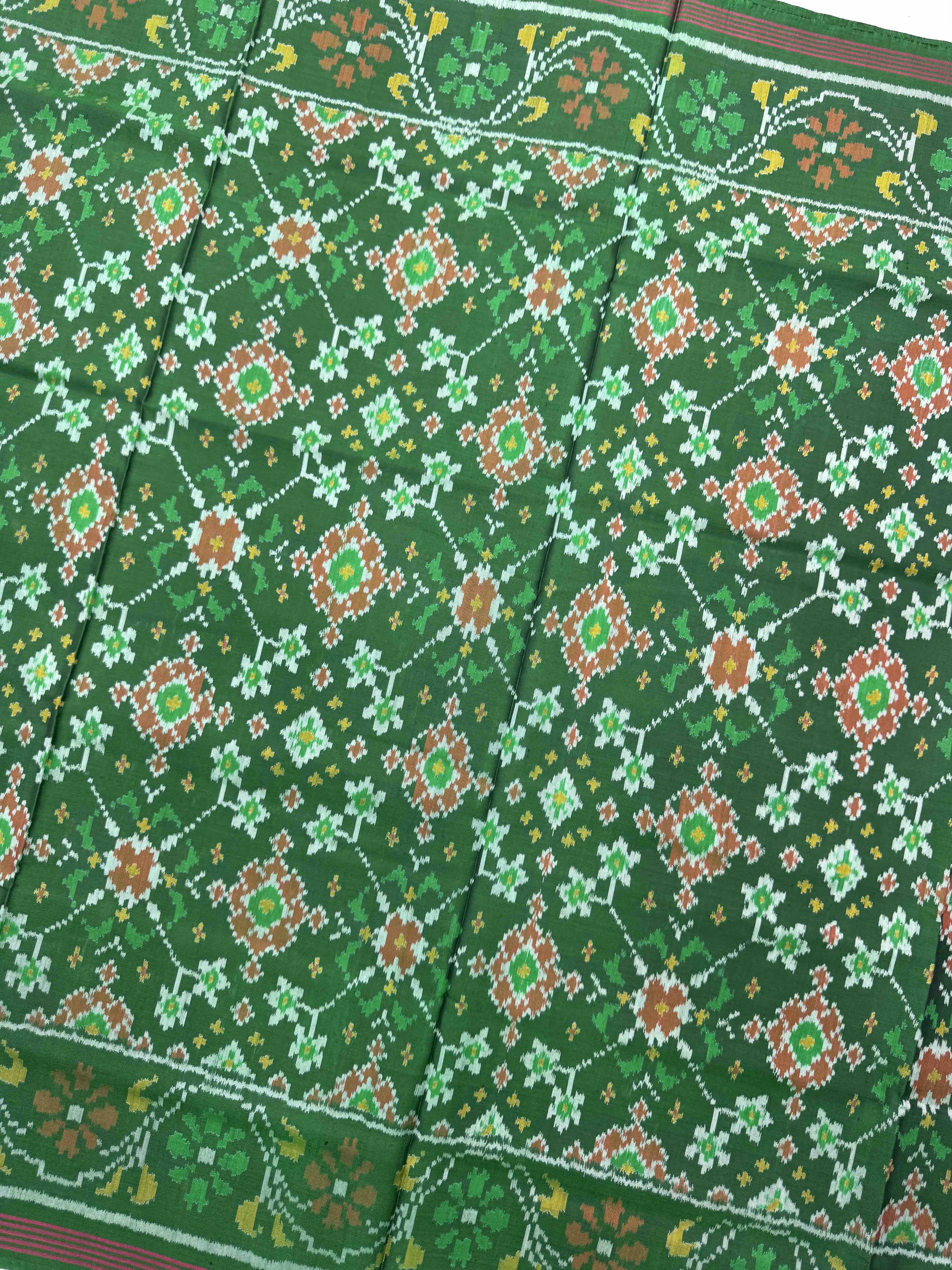Green Navratan Single Ikat Patan Patola Saree