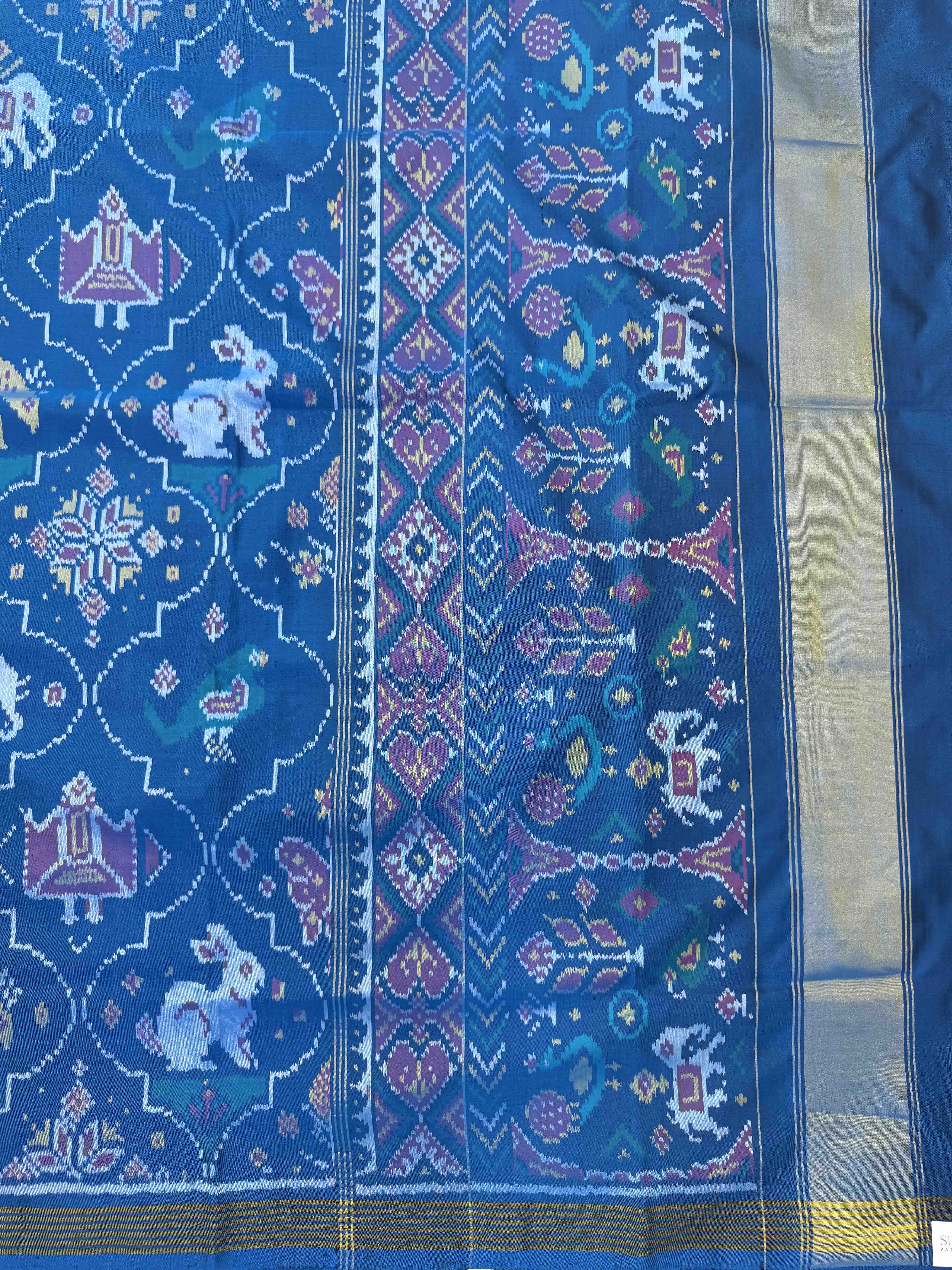 Light Blue Narikunj Matka Single Ikat Patan Patola Saree