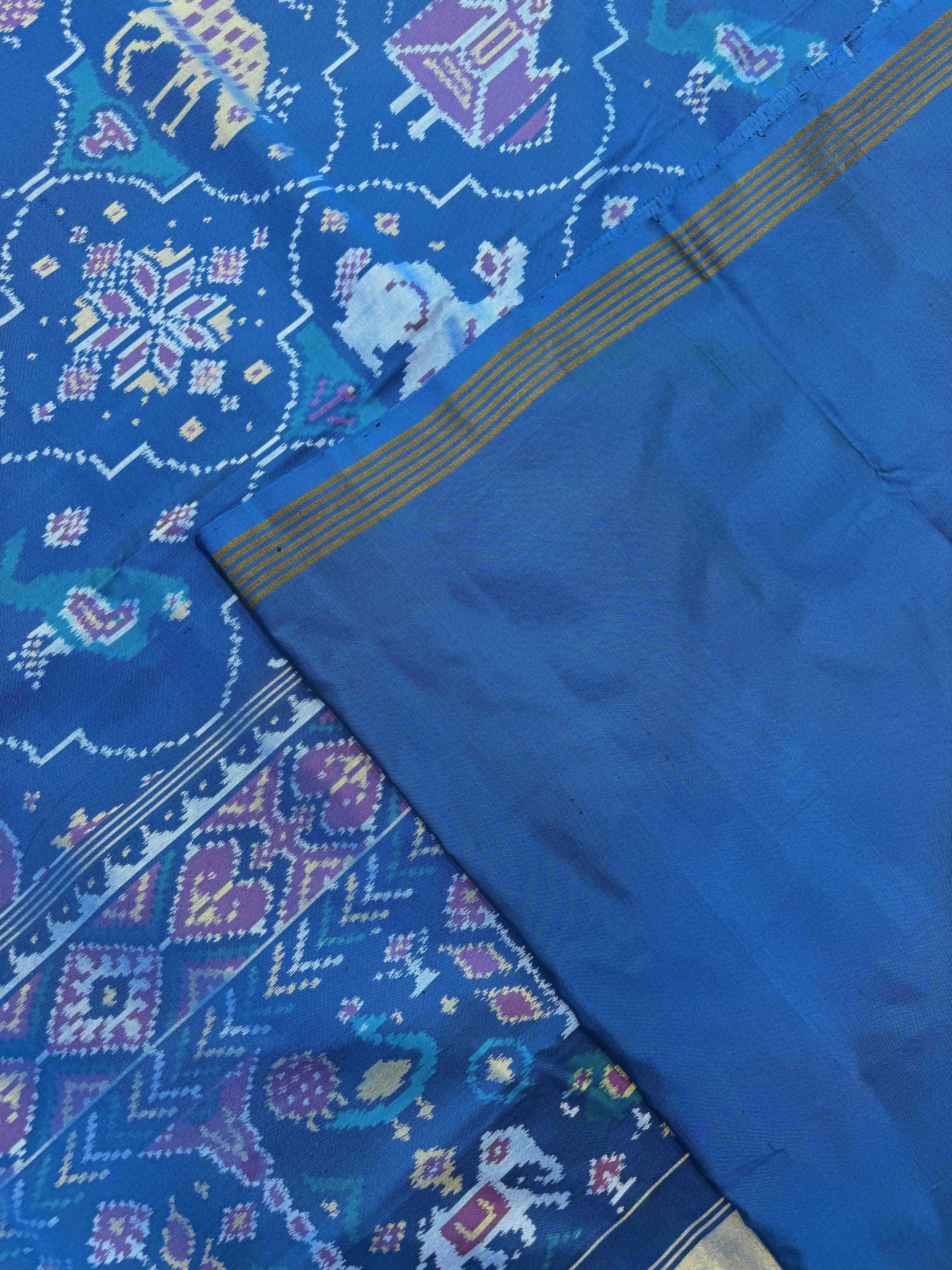 Light Blue Narikunj Matka Single Ikat Patan Patola Saree