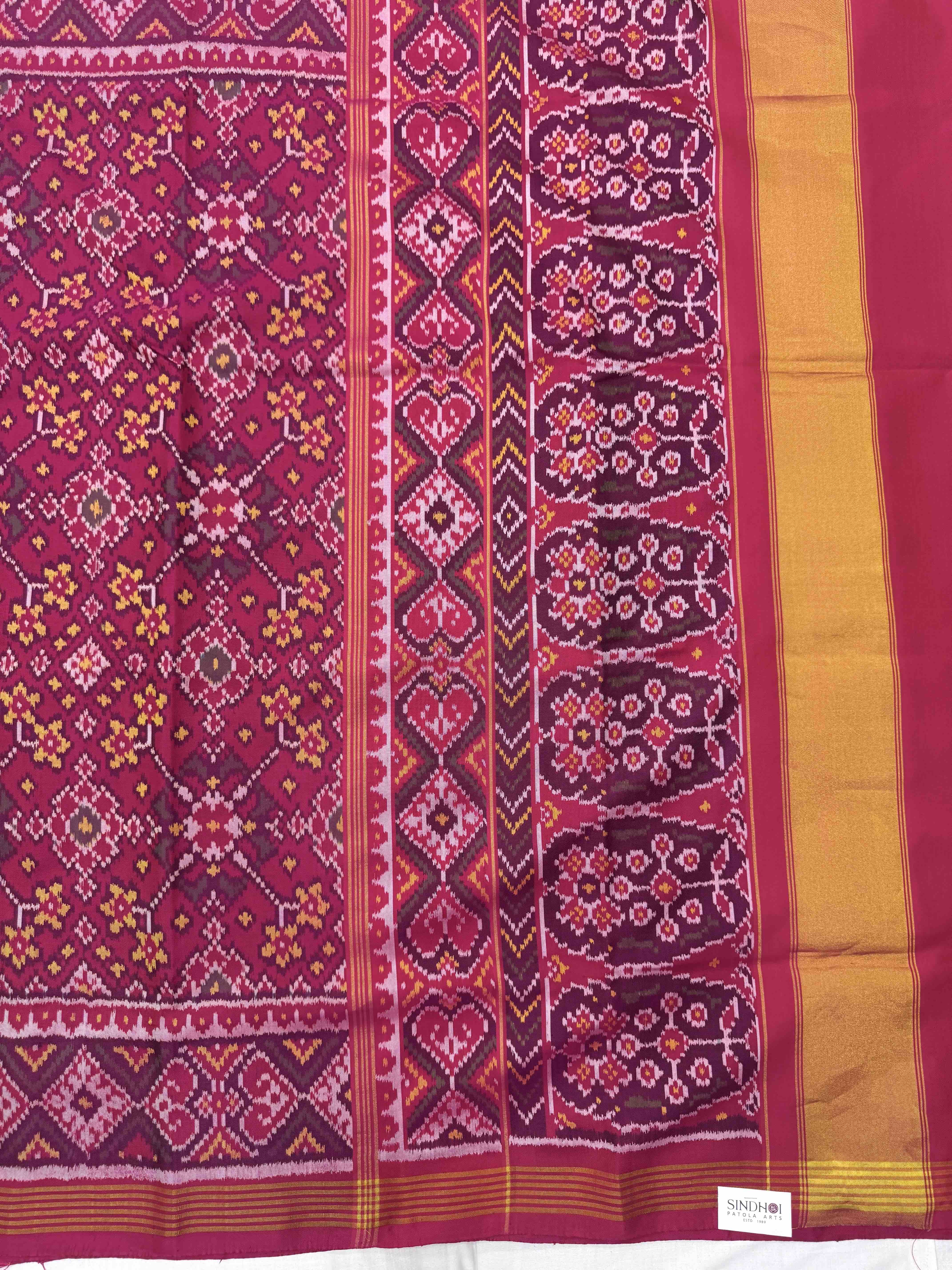 Pink Navratan Single Ikat Patan Patola Saree