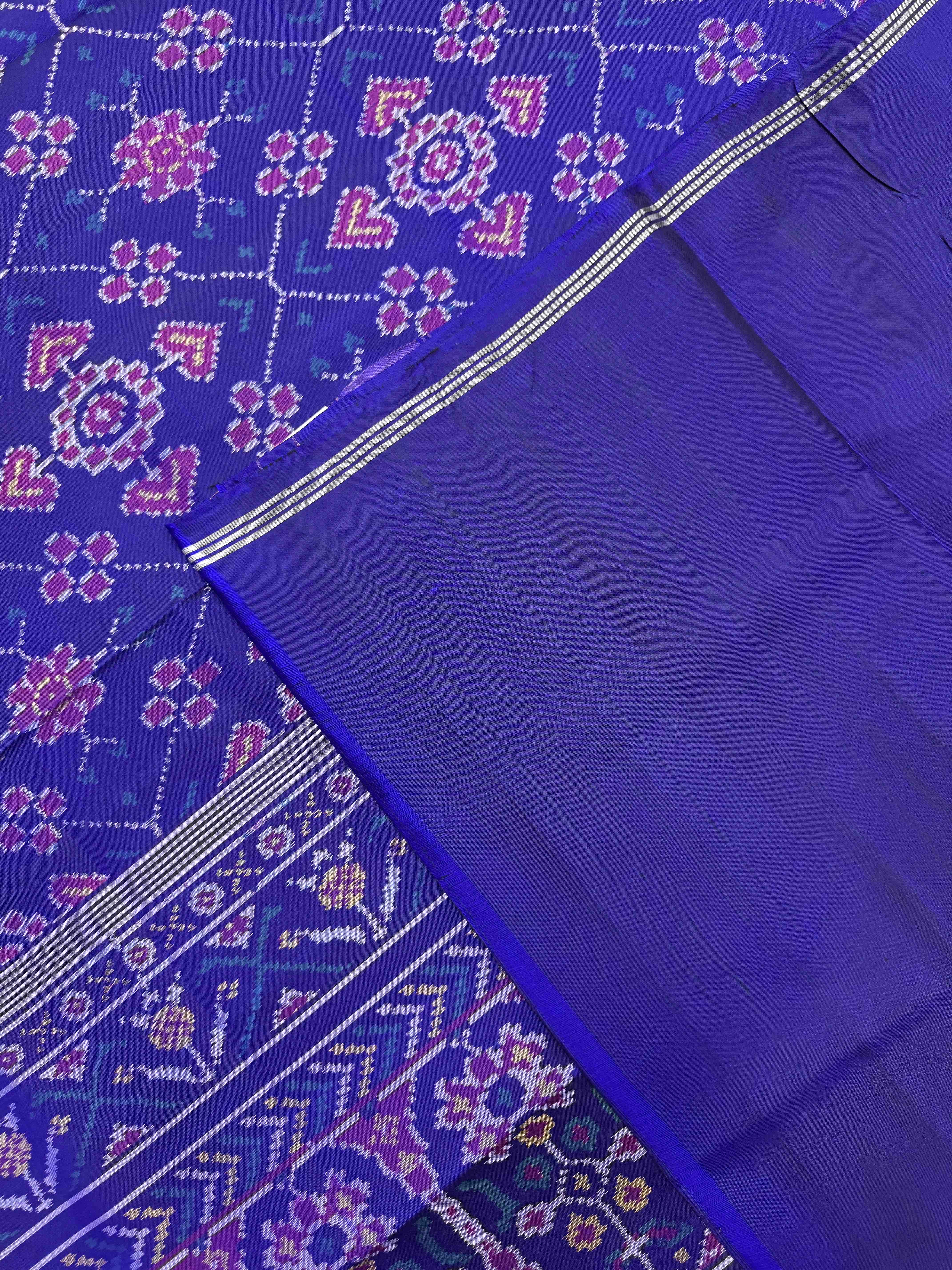 Blue Manekchowk Single Ikat Patan Patola Saree
