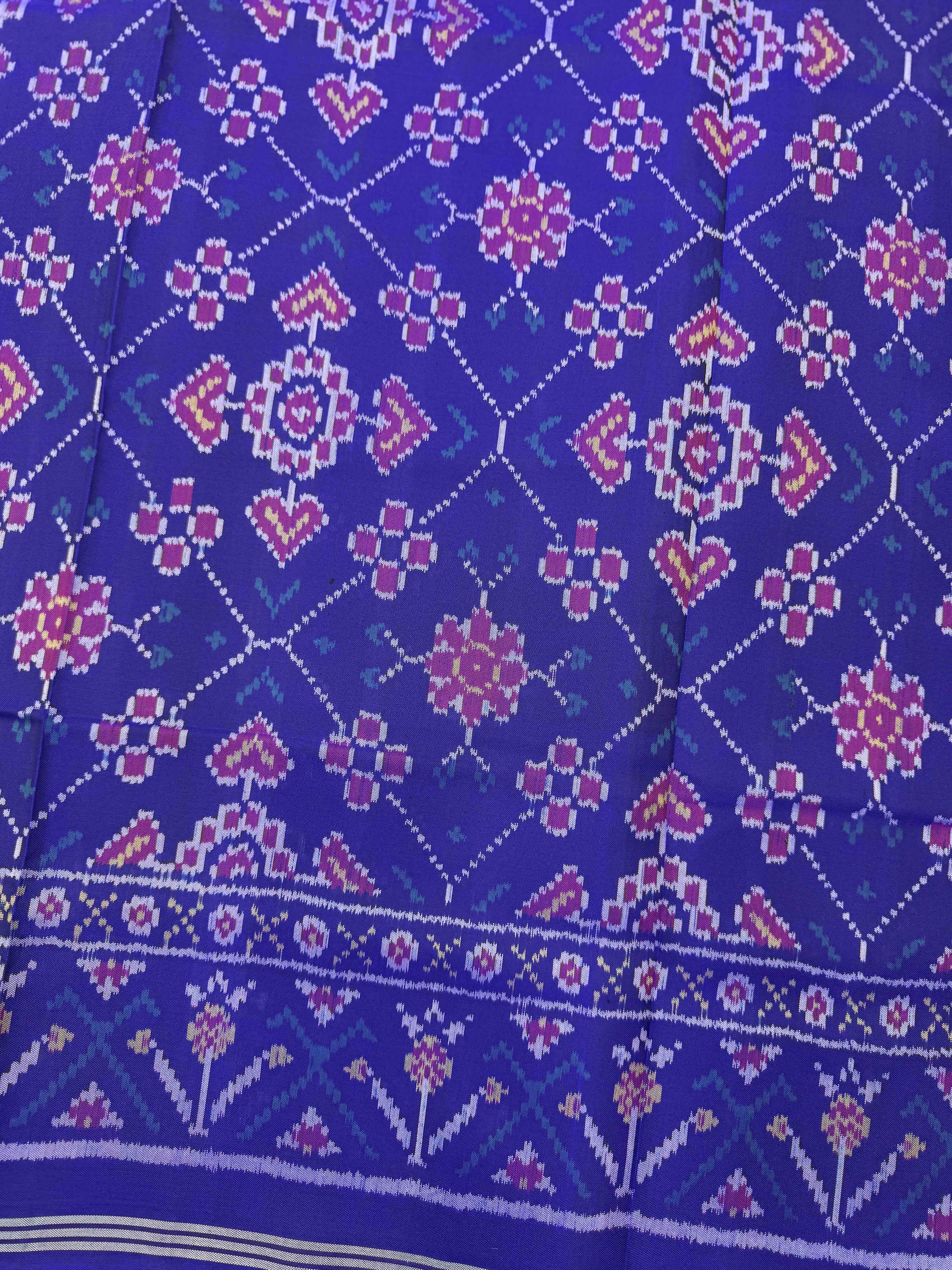 Blue Manekchowk Single Ikat Patan Patola Saree