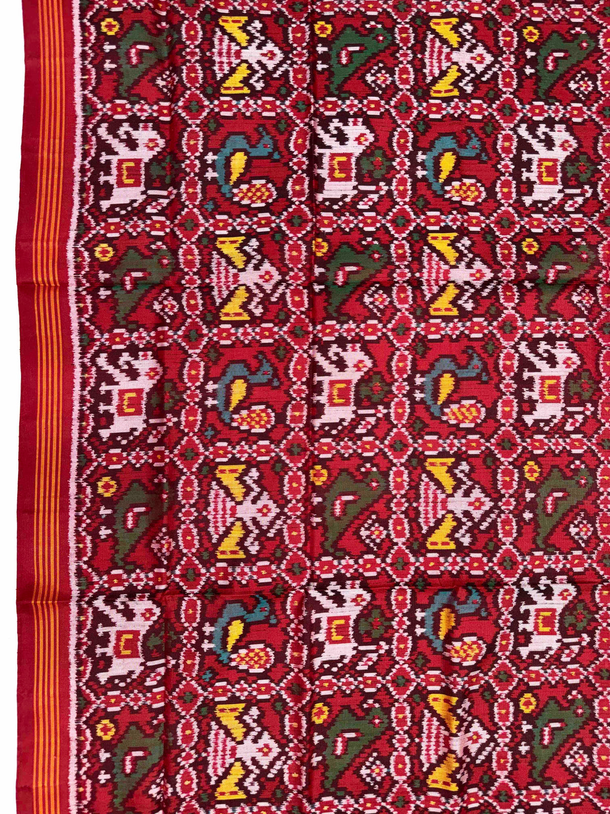Red Small Narikunj Semi Double Ikat Patola Dupatta