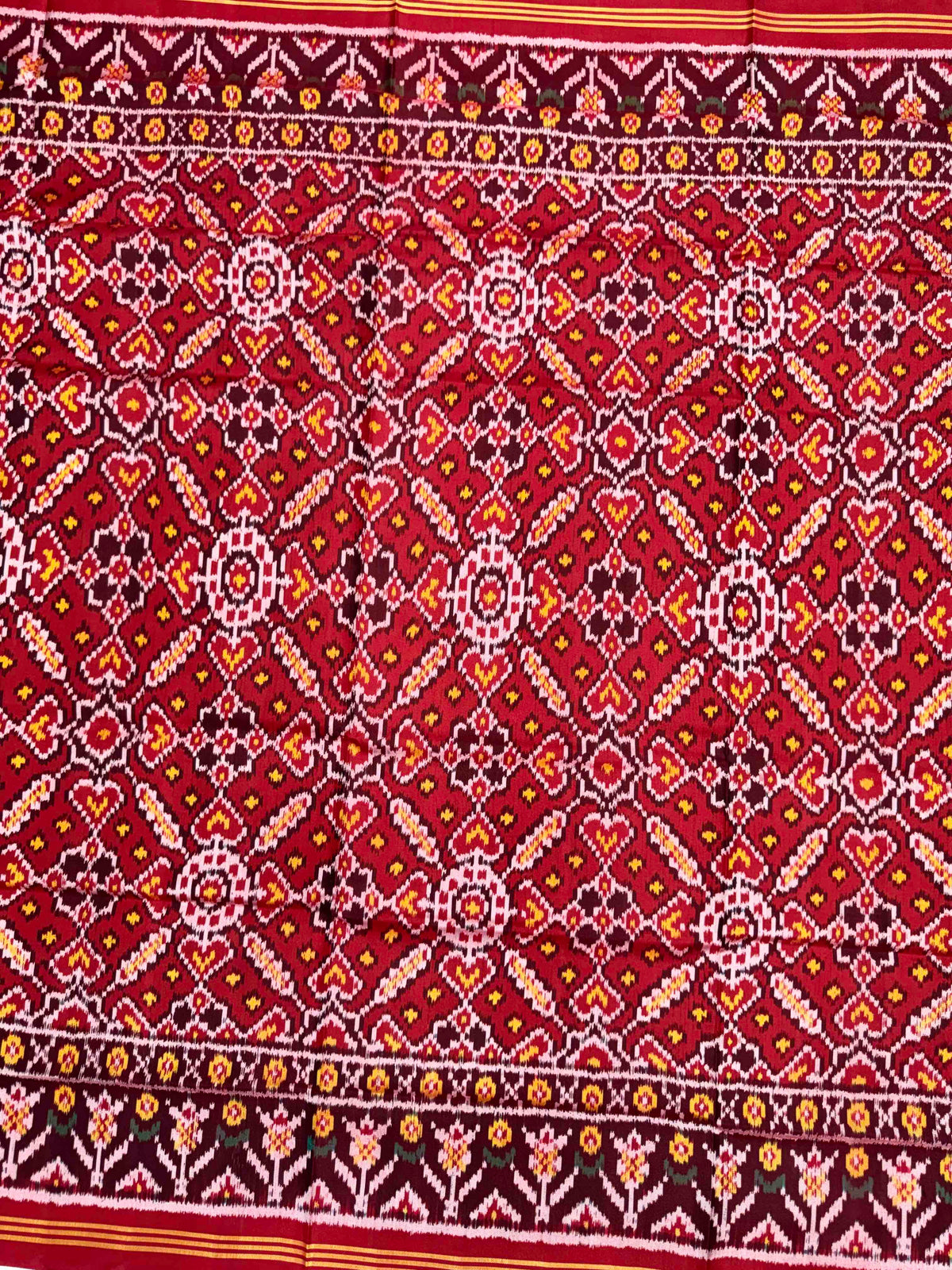 Red Manekchowk Semi Double Ikat Patola Dupatta