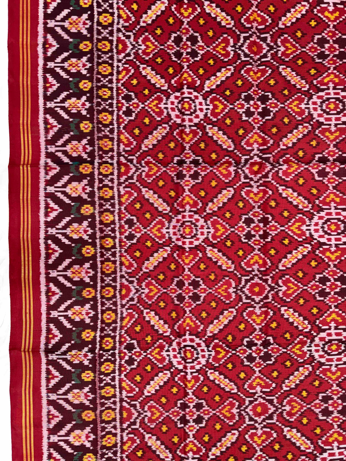 Red Manekchowk Semi Double Ikat Patola Dupatta