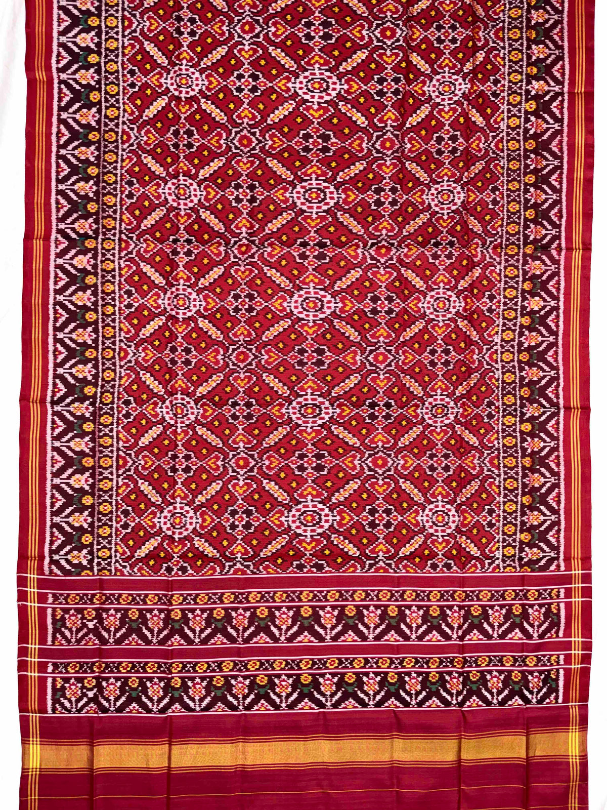 Red Manekchowk Semi Double Ikat Patola Dupatta