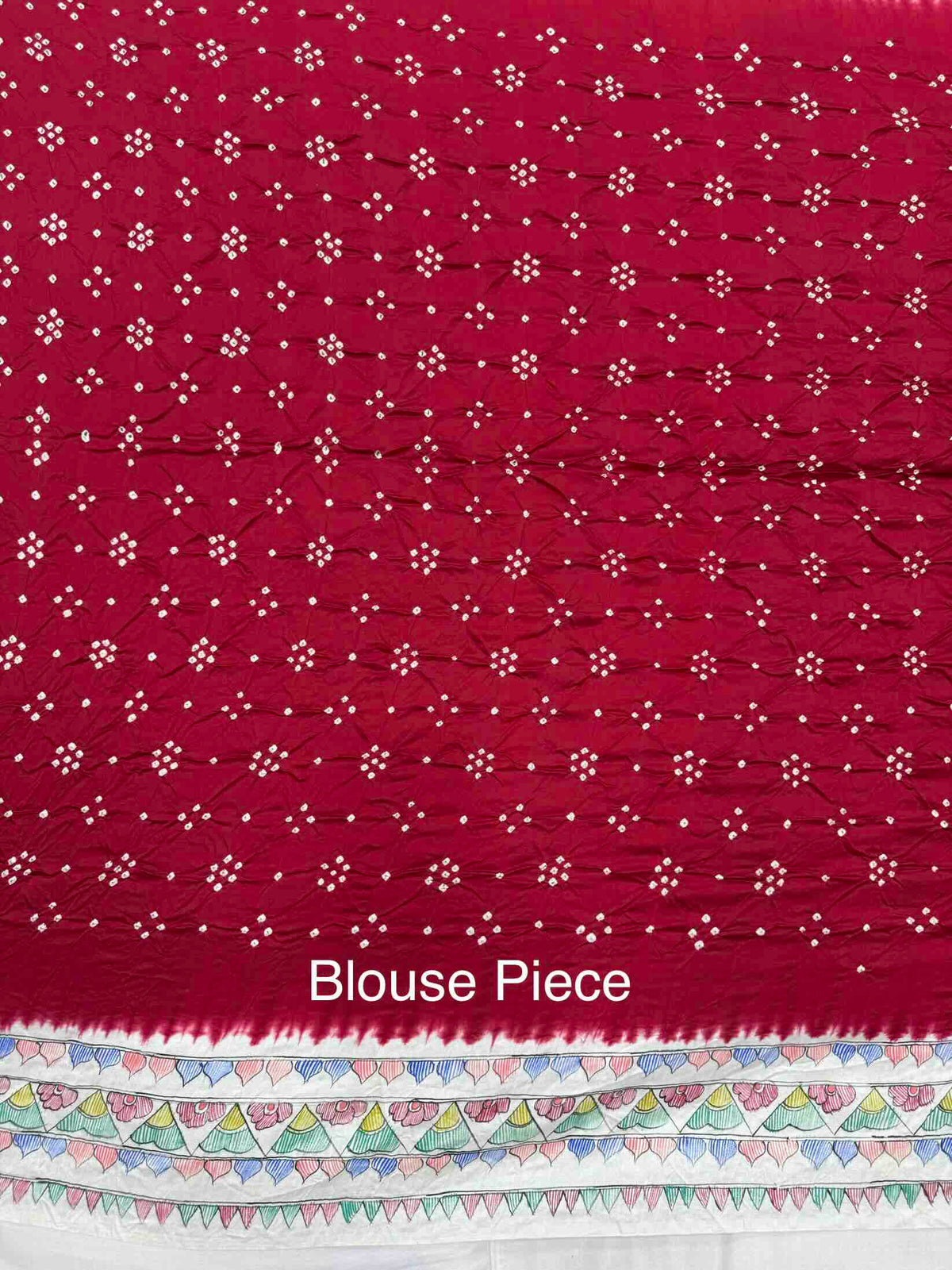 Off White & Red Madhubani Bandhani Saree