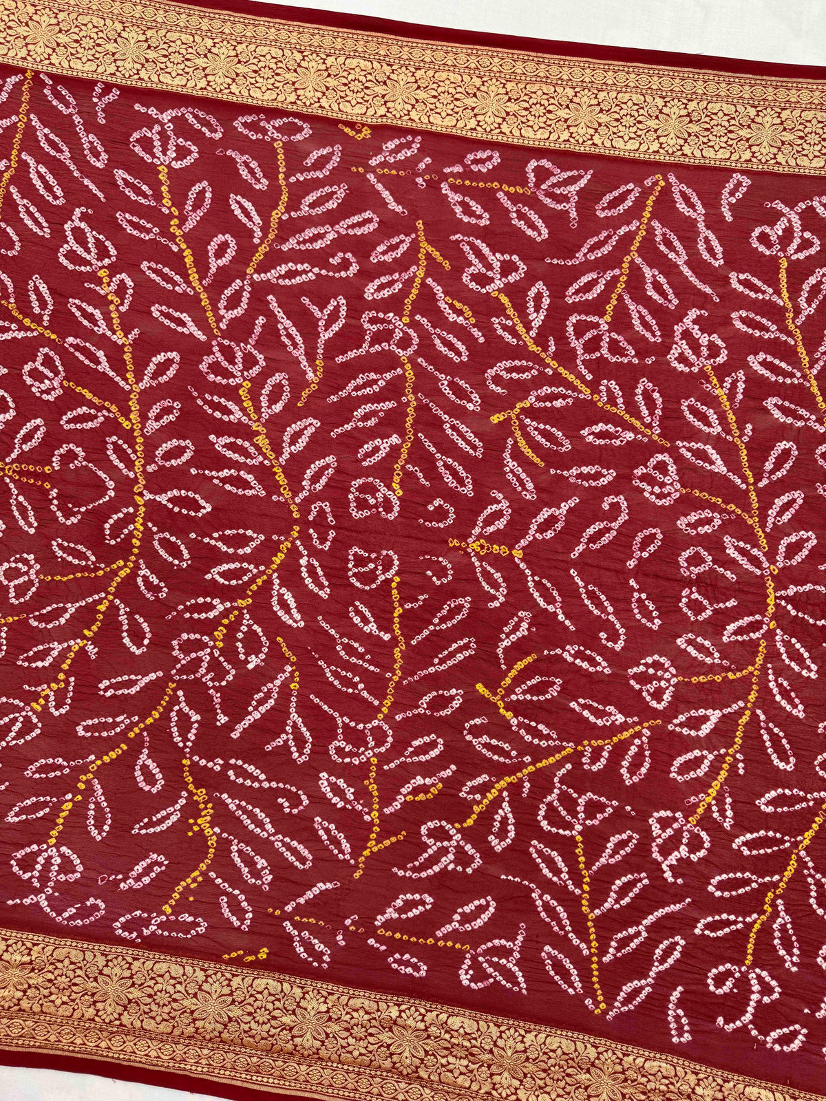 Maroon Banarasi Georgette Bandhani Saree