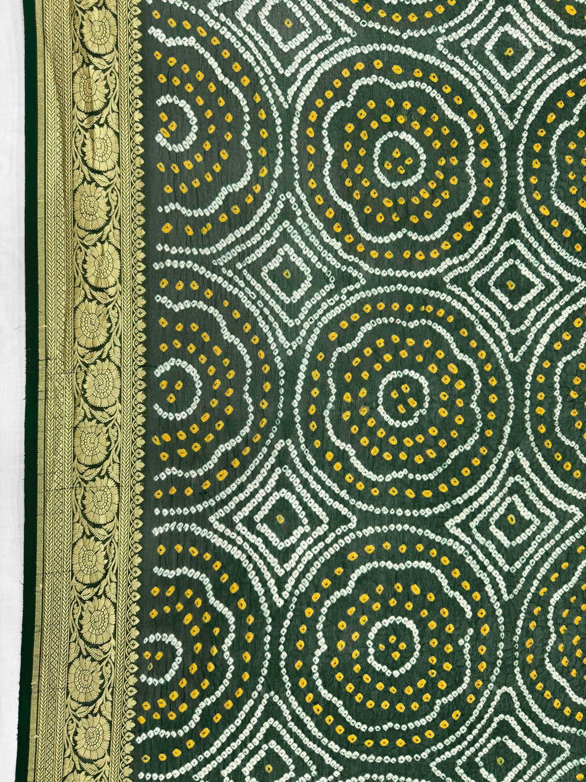 Dark Green Banarasi Georgette Bandhani Saree