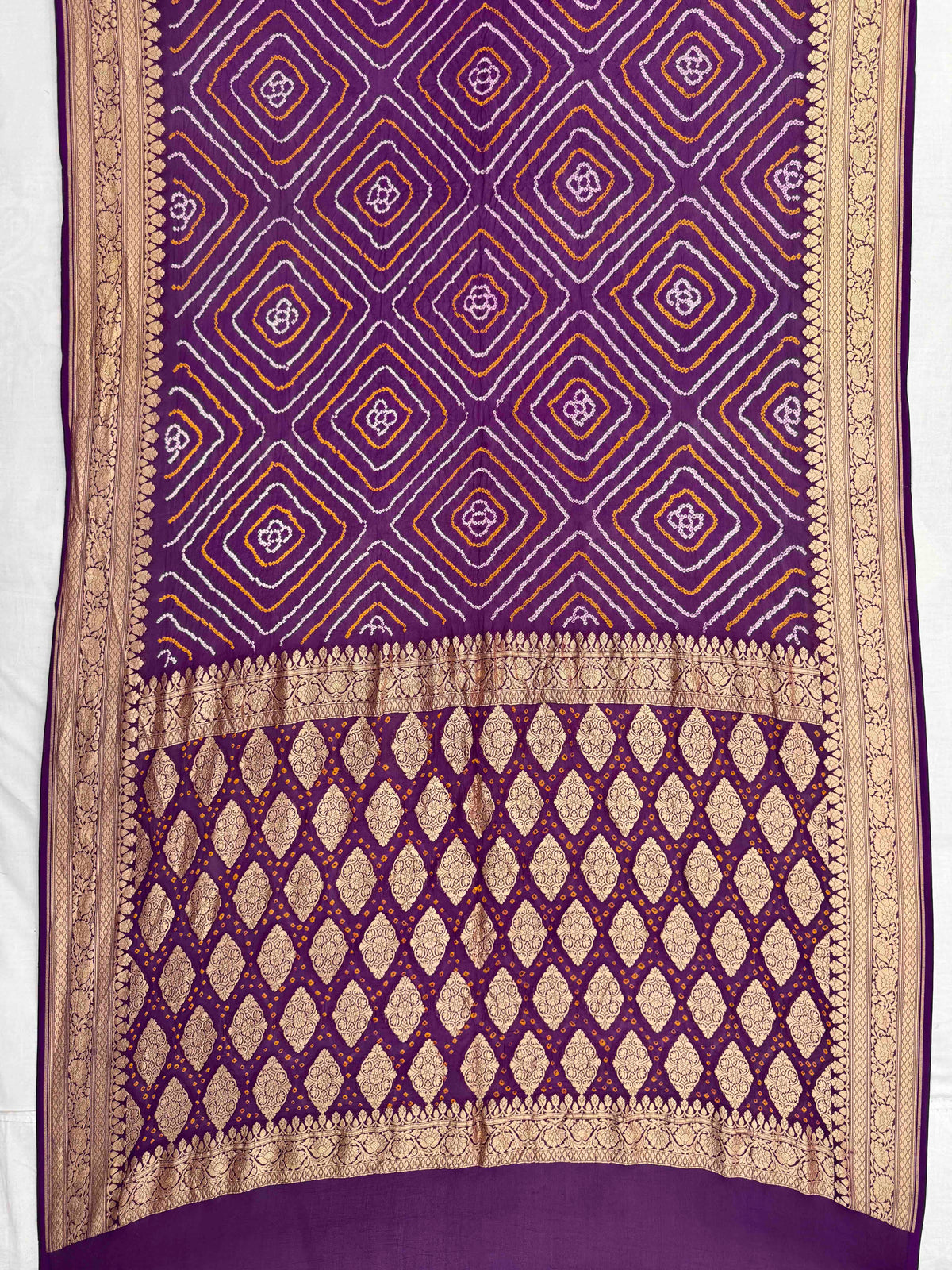 Purple Banarasi Georgette Bandhani Saree