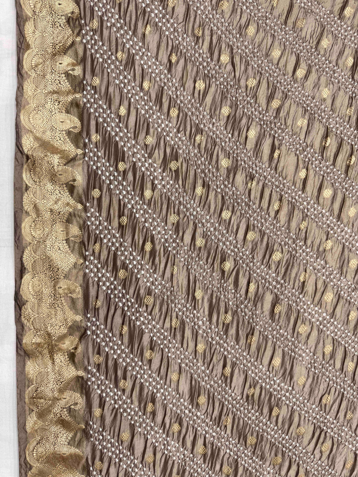 Onion Grey Katan Silk Bandhani Saree