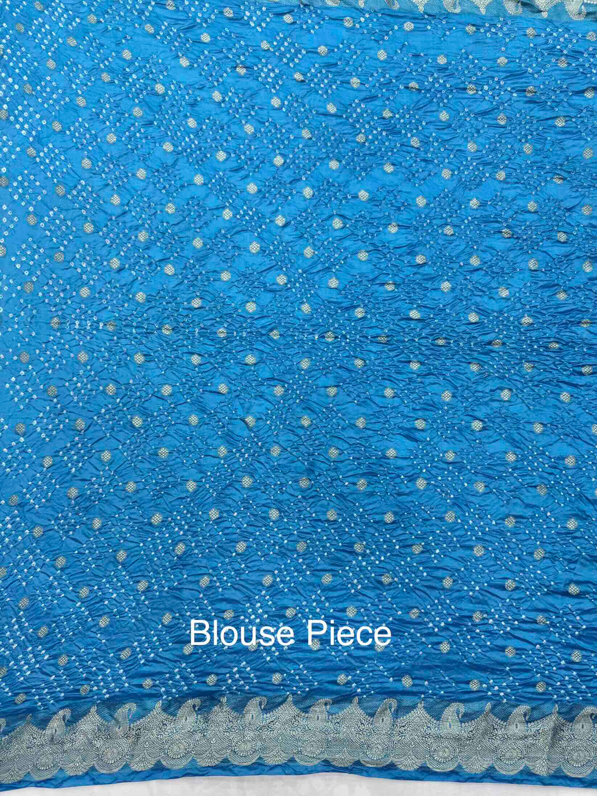 Sky Blue Katan Silk Bandhani Saree