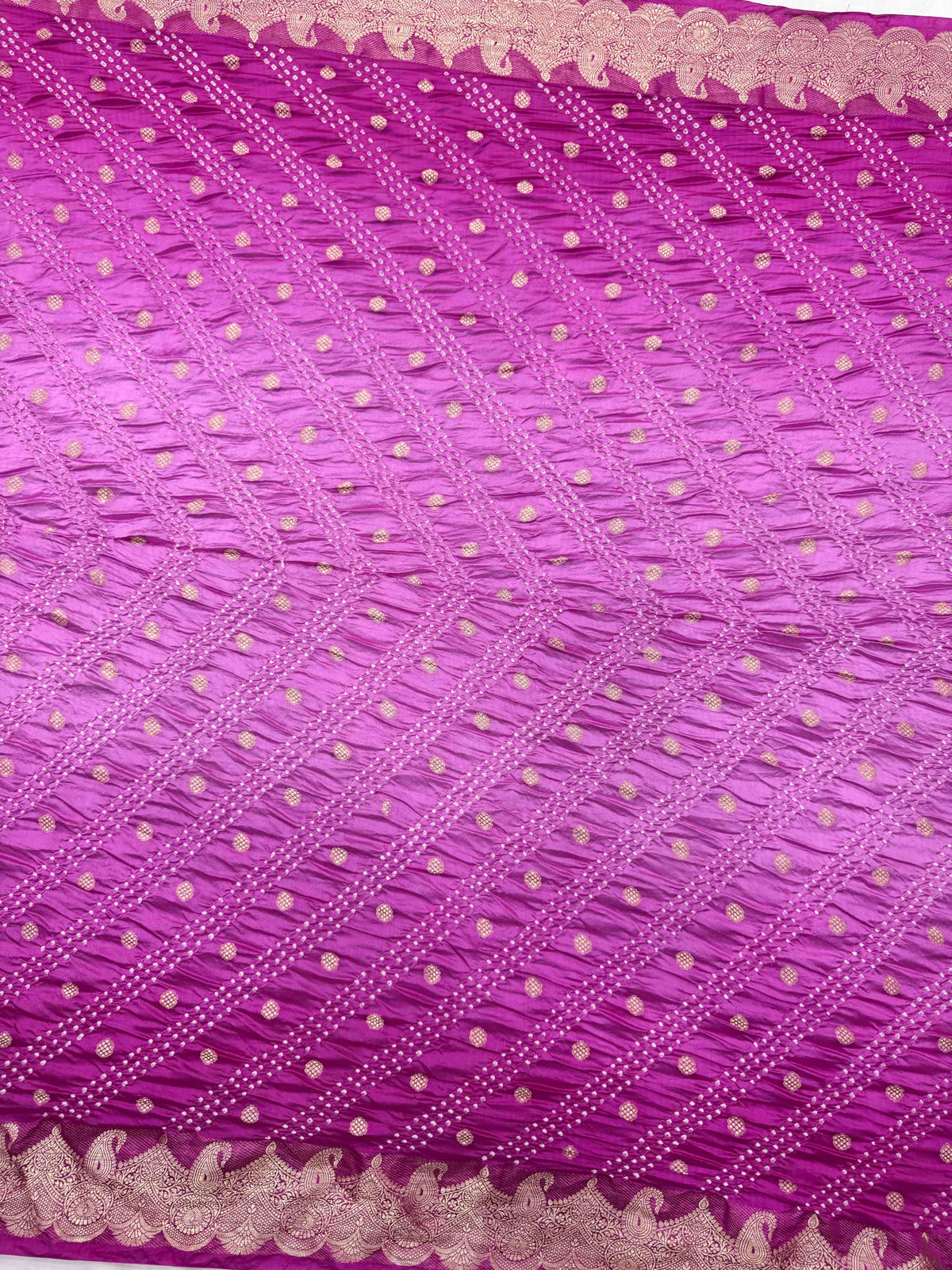Pink Shaded Katan Silk Bandhani Saree