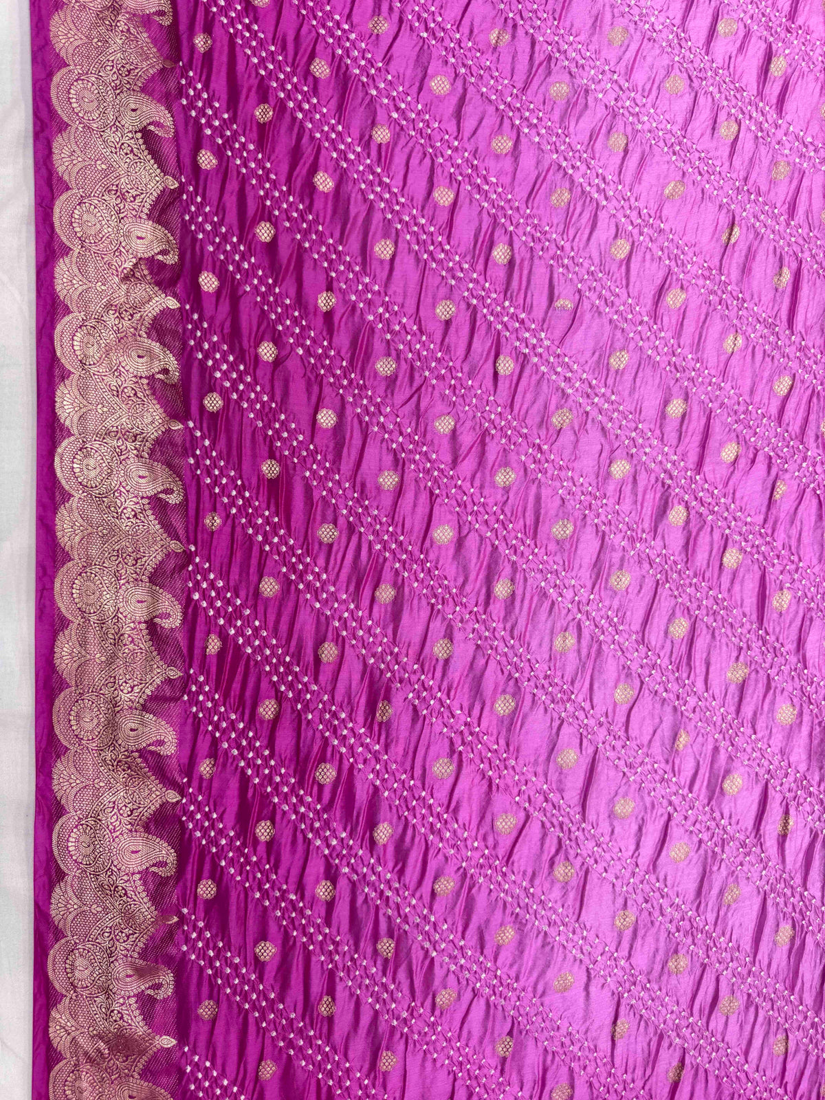 Pink Shaded Katan Silk Bandhani Saree