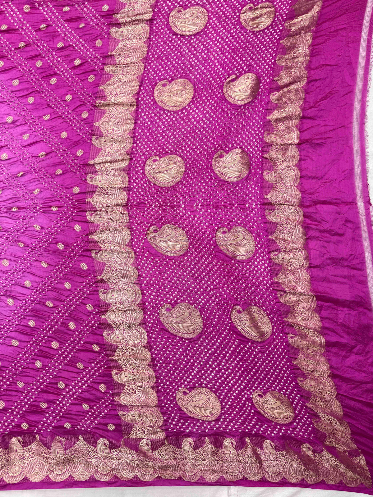 Pink Shaded Katan Silk Bandhani Saree