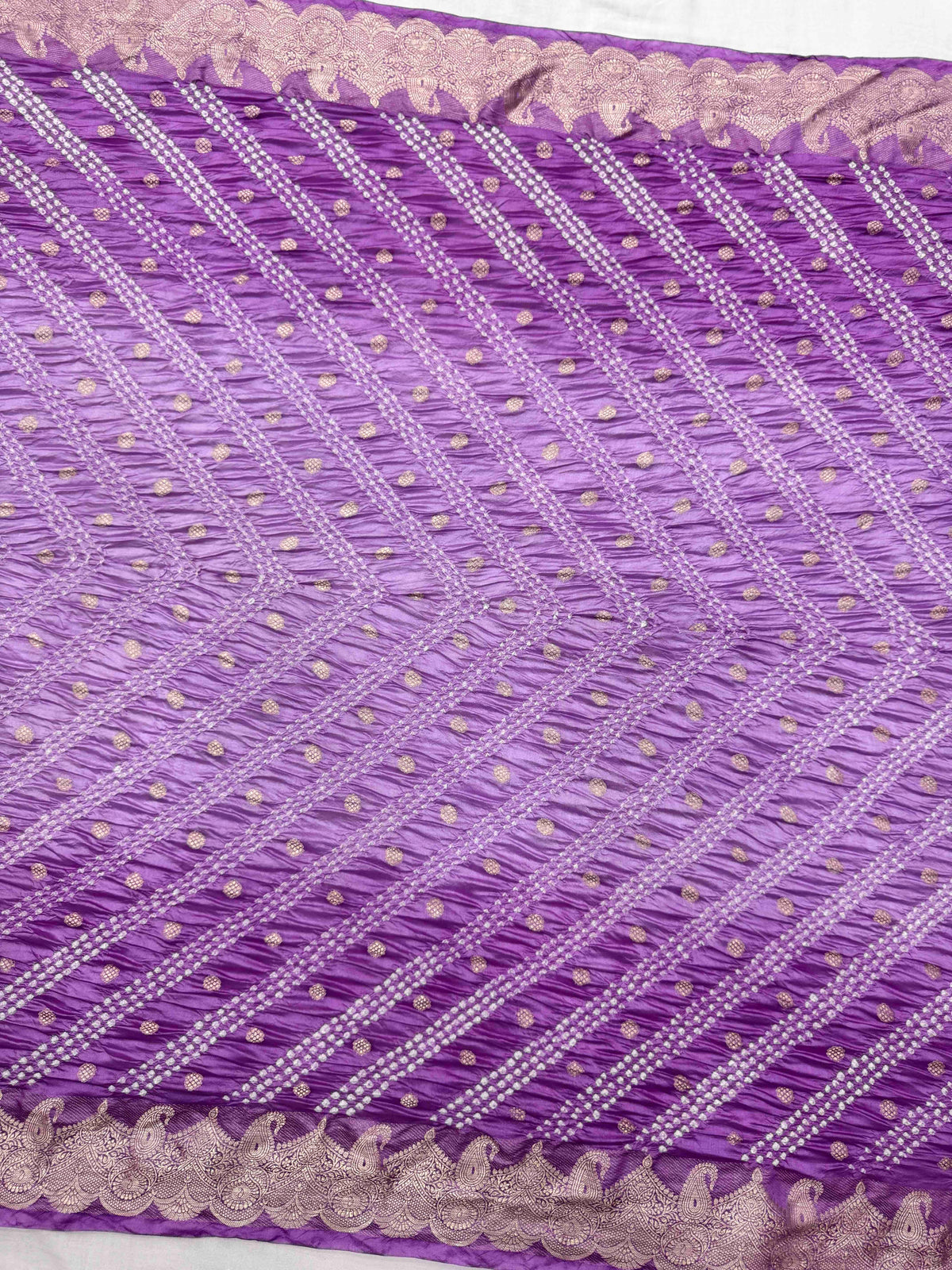 Purple Shaded Katan Silk Bandhani Saree