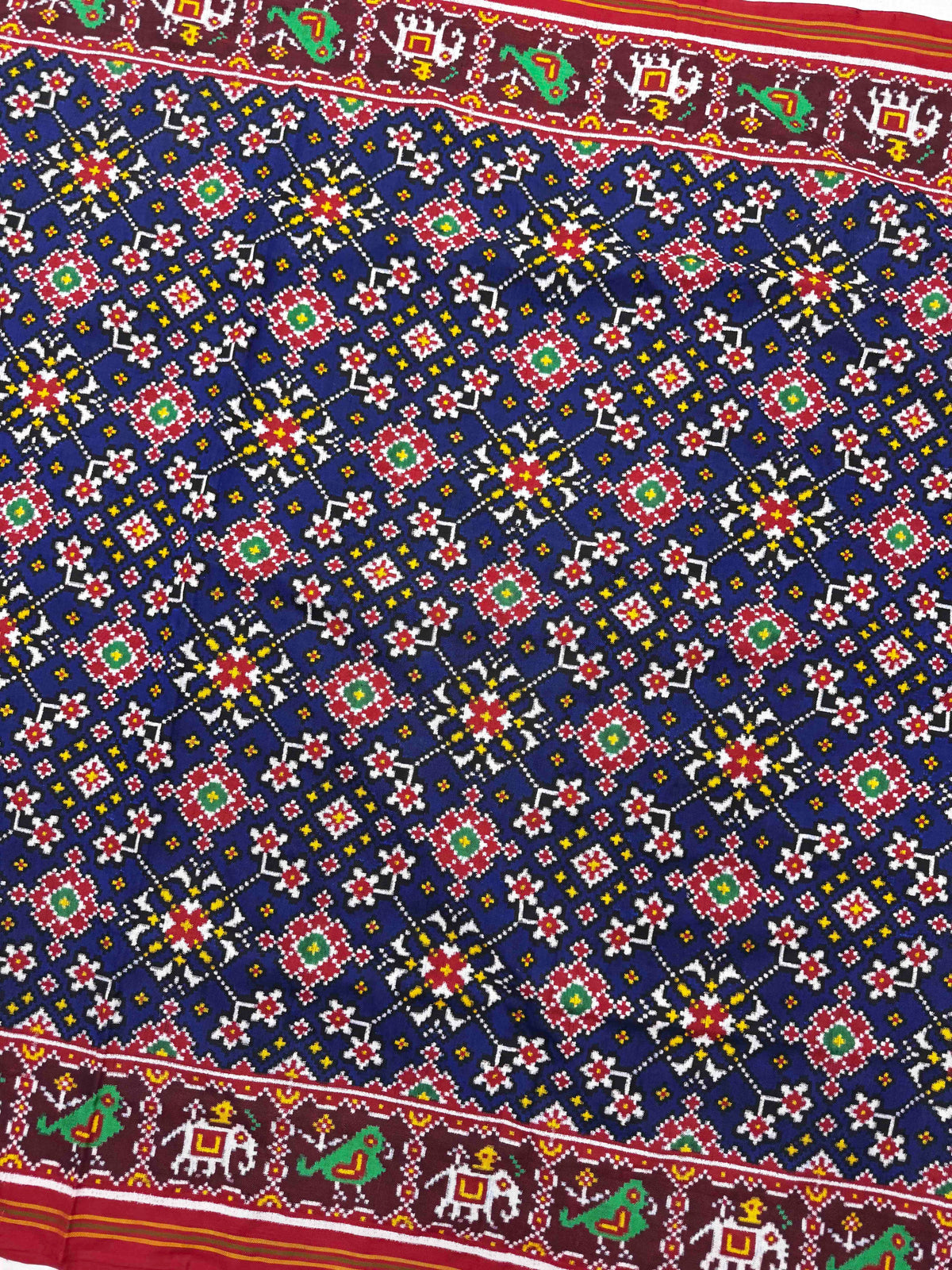 Red & Blue Navratan Double Ikat Patan Patola Saree