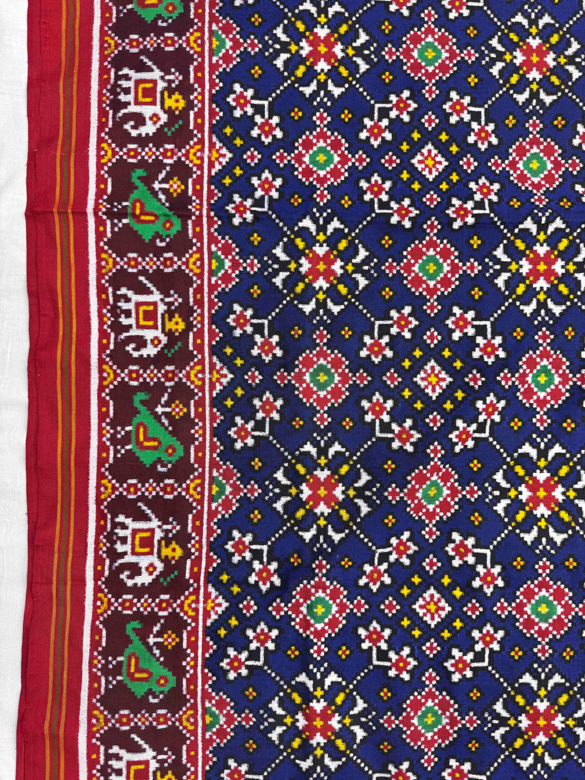Red & Blue Navratan Double Ikat Patan Patola Saree