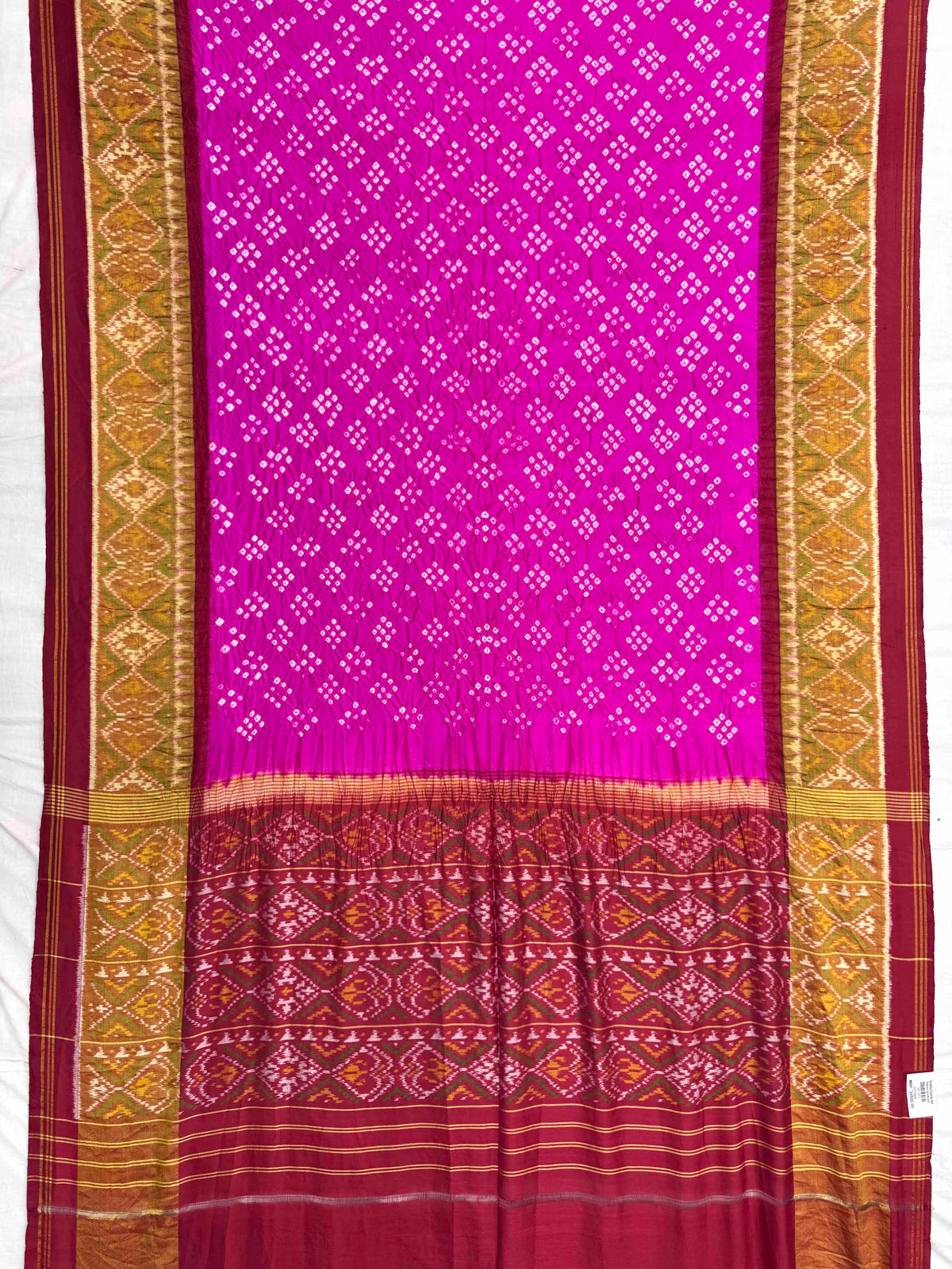 Red & Pink Single Ikat Bandhani Patola Saree