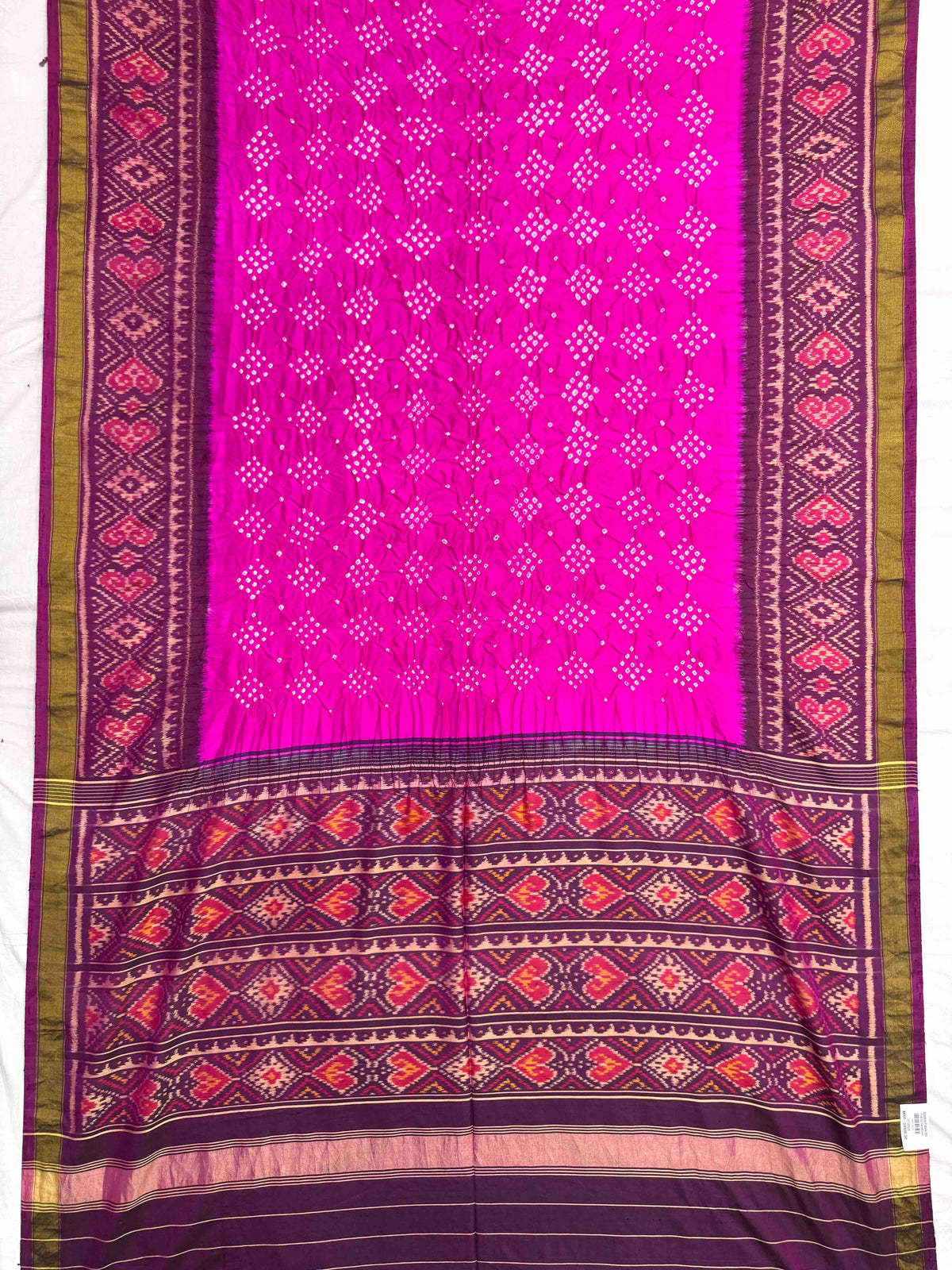 Purple & Pink Single Ikat Bandhani Patola Saree