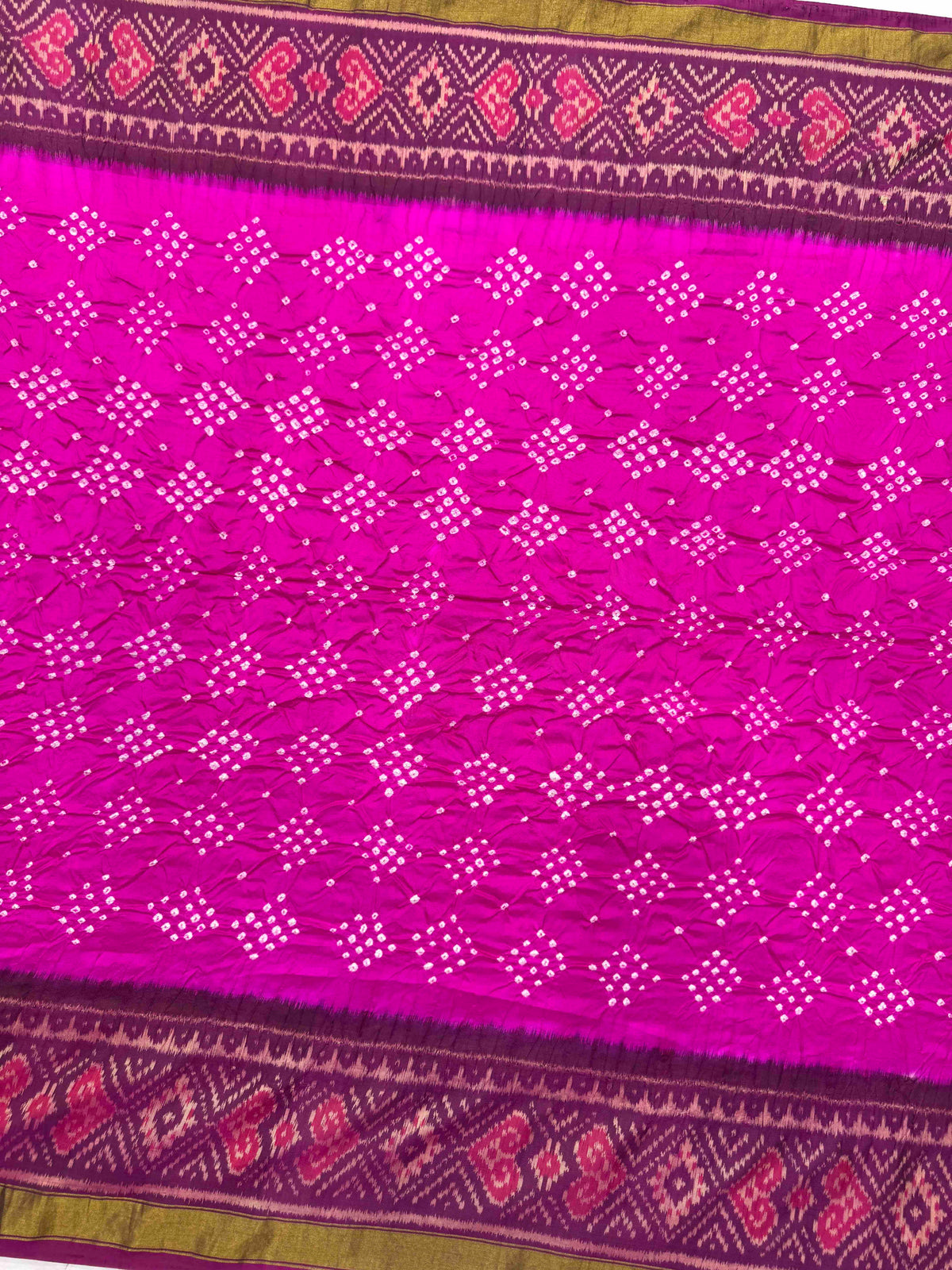 Purple & Pink Single Ikat Bandhani Patola Saree