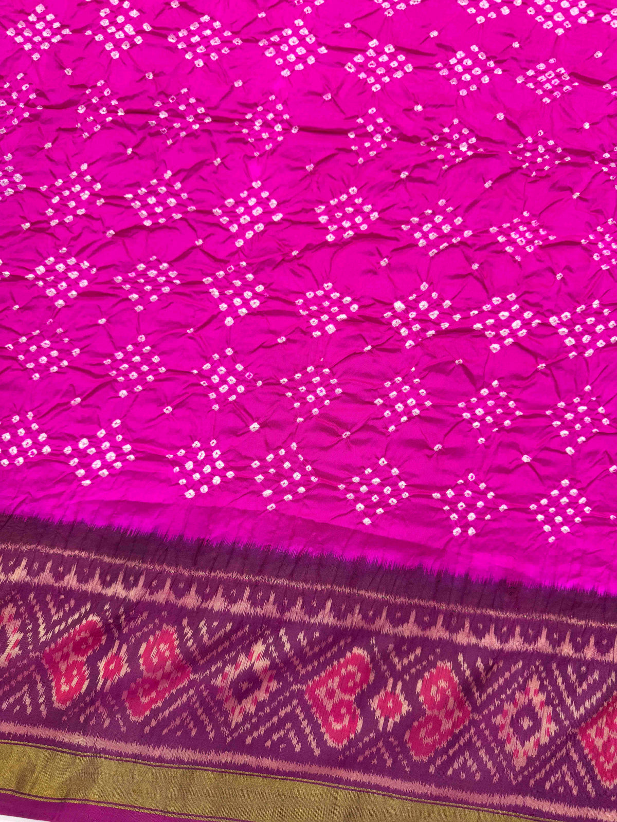 Purple & Pink Single Ikat Bandhani Patola Saree