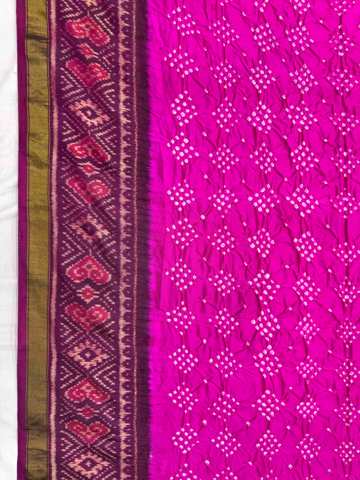 Purple & Pink Single Ikat Bandhani Patola Saree