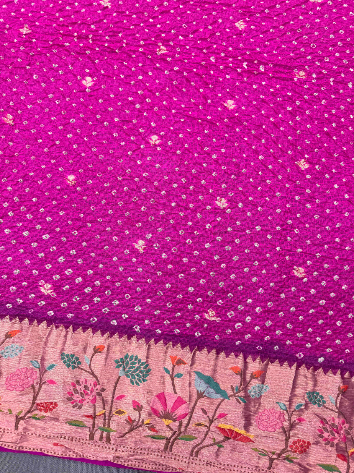 Pink Kota Doria Paithani Bandhani Saree