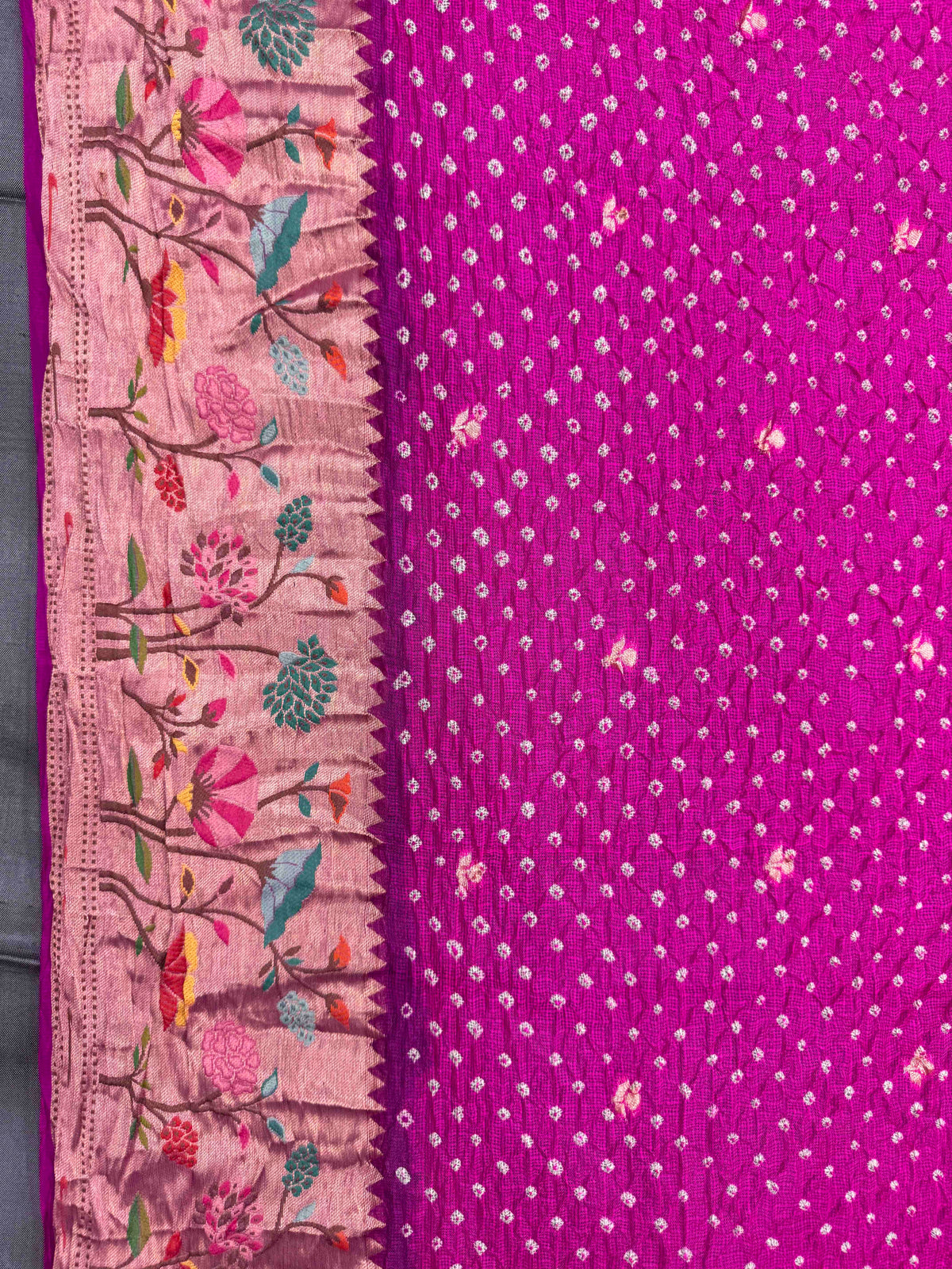 Pink Kota Doria Paithani Bandhani Saree