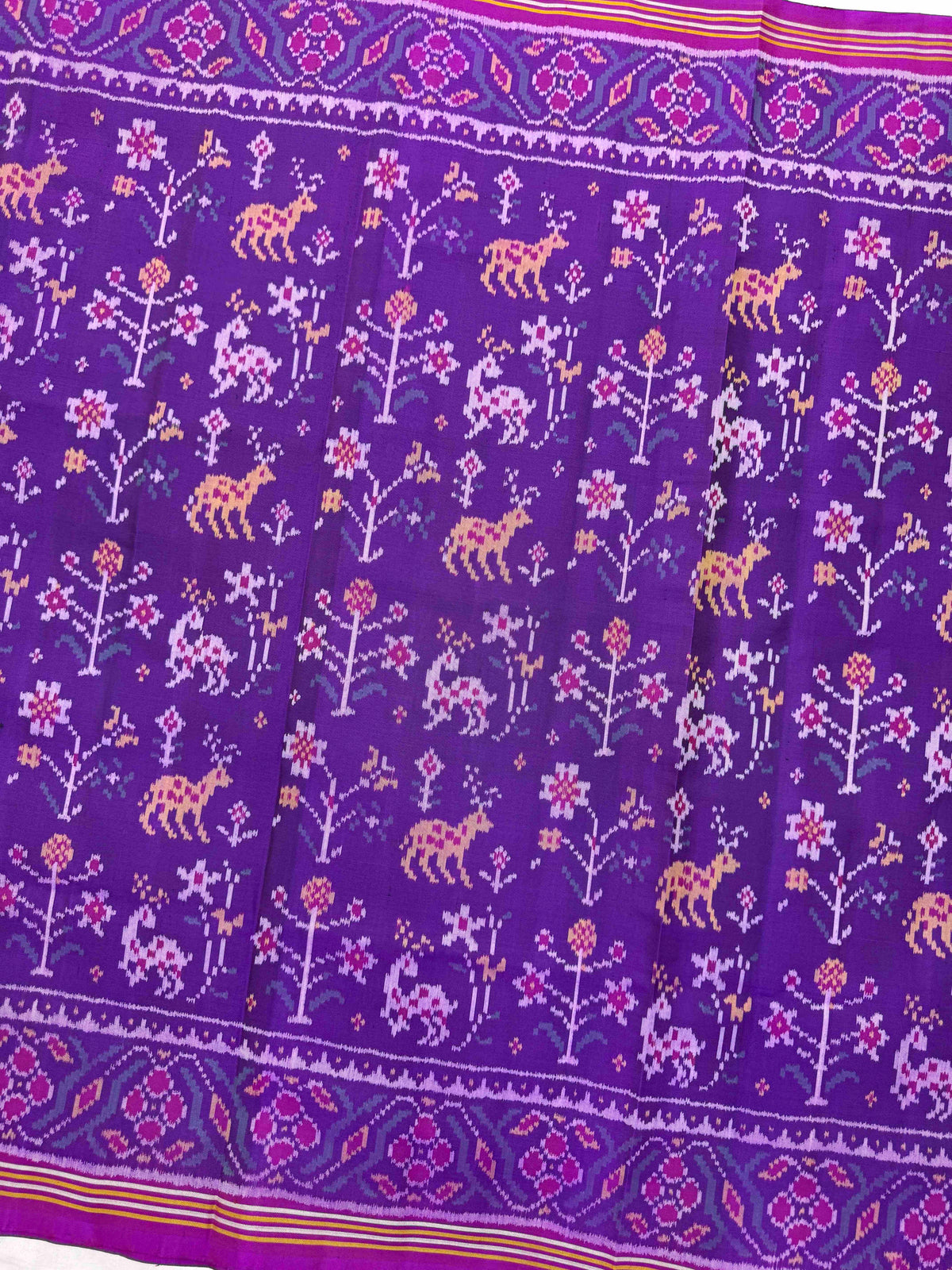 Purple Deer Flower Fancy Single Ikat Patan Patola Saree