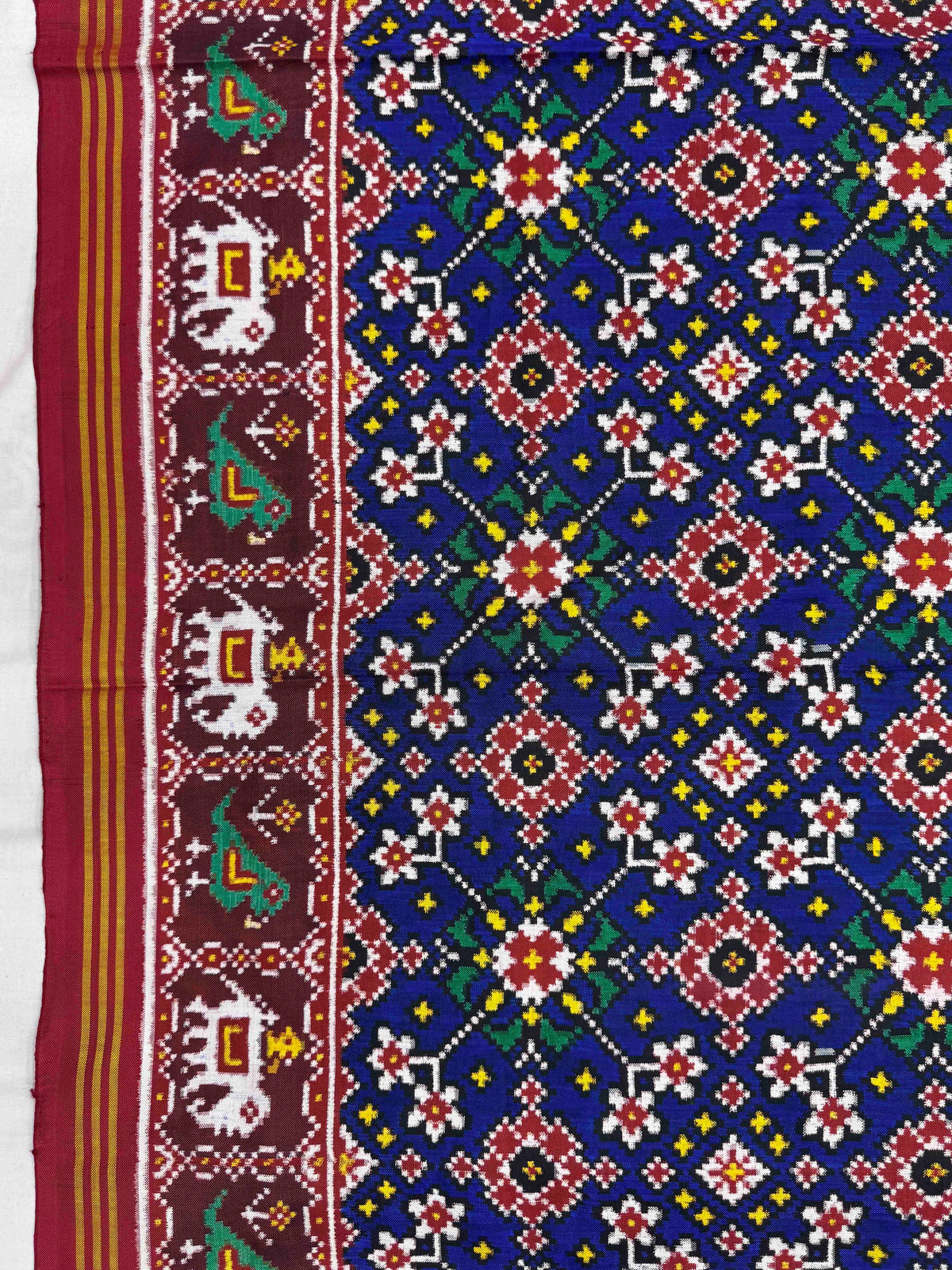 Red & Blue Navratan Double Ikat Patan Patola Saree