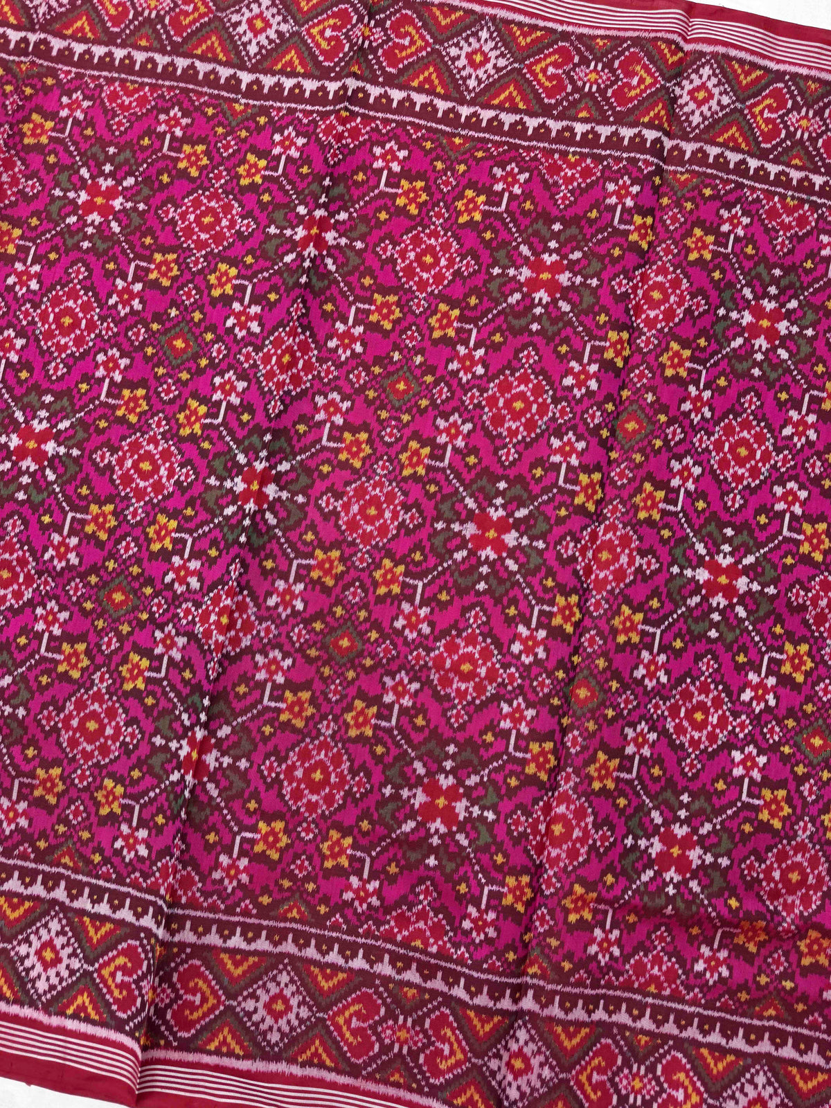 Red & Pink Navratan Single Ikat Patan Patola Saree
