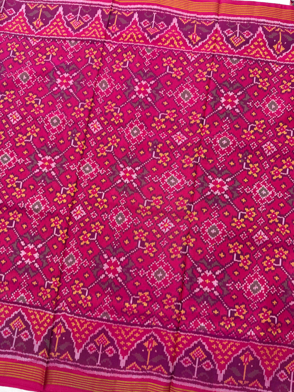 Pink Navratan Single Ikat Patan Patola Saree