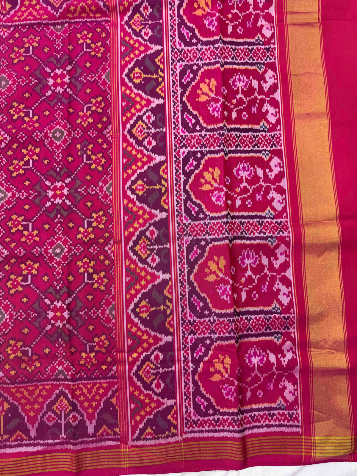 Pink Navratan Single Ikat Patan Patola Saree
