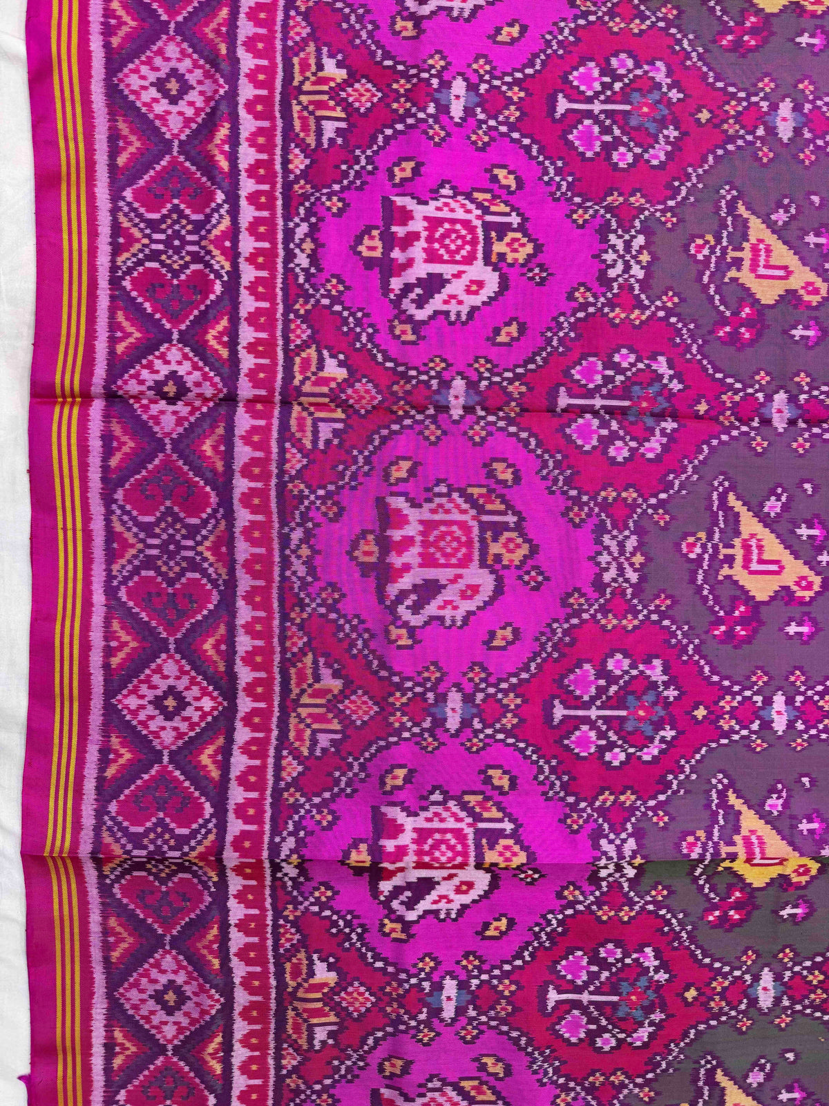 Pink & Multicolor Fancy Narikunj Single Ikat Patan Patola Saree