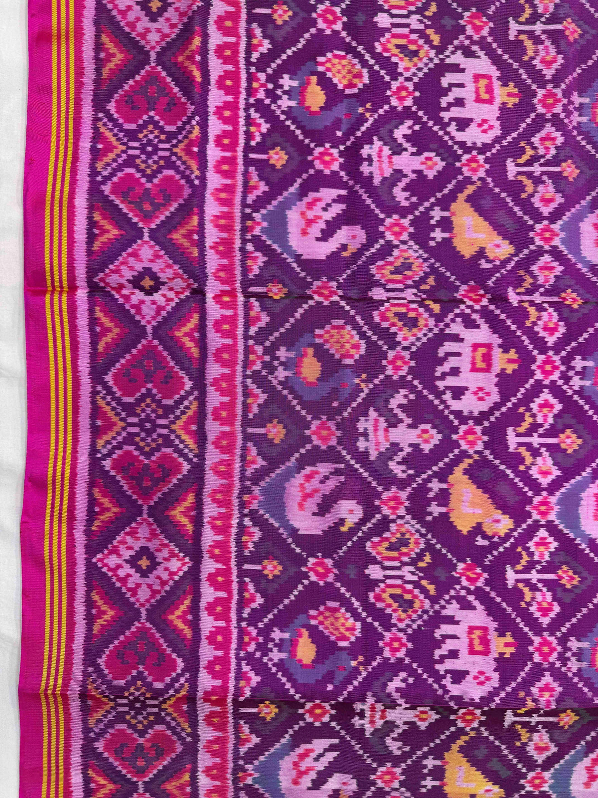Pink & Purple Small Narikunj Single Ikat Patan Patola Saree