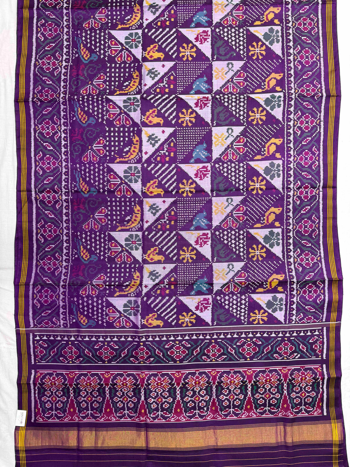 Purple Narikunj Fancy Single Ikat Patan Patola Saree