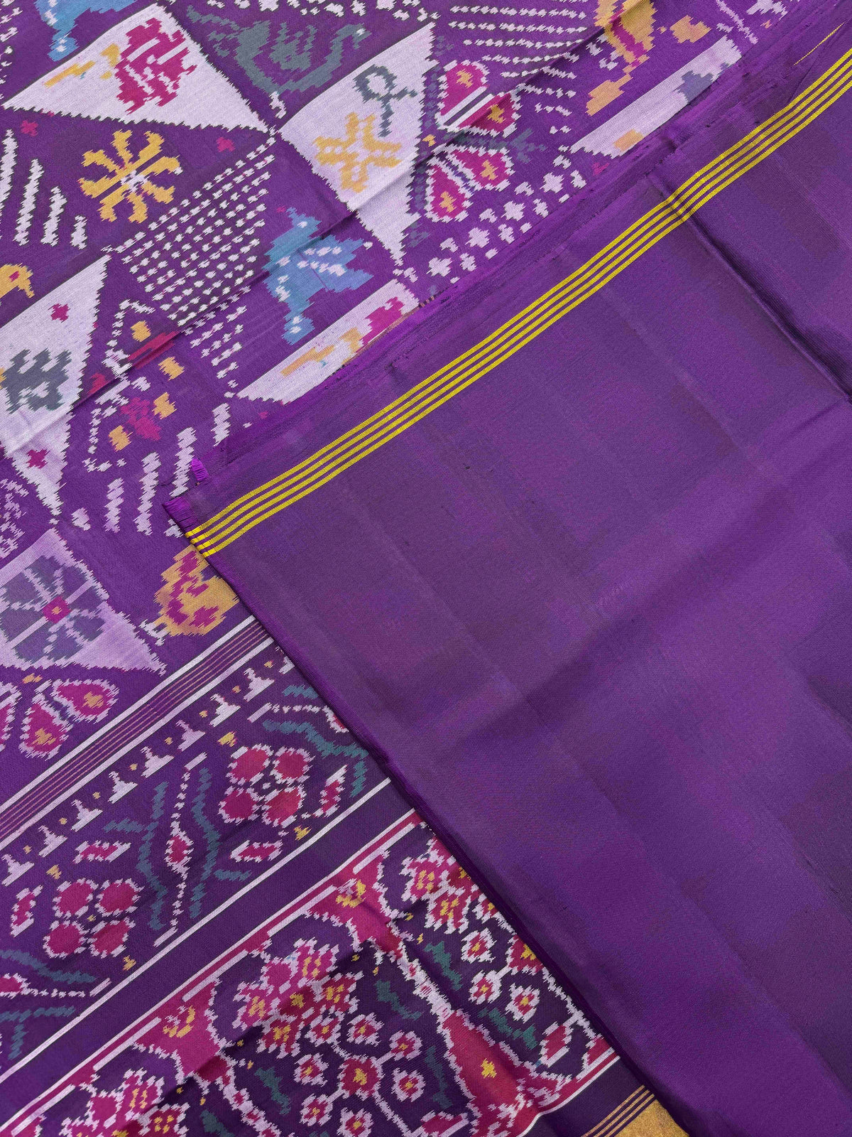 Purple Narikunj Fancy Single Ikat Patan Patola Saree