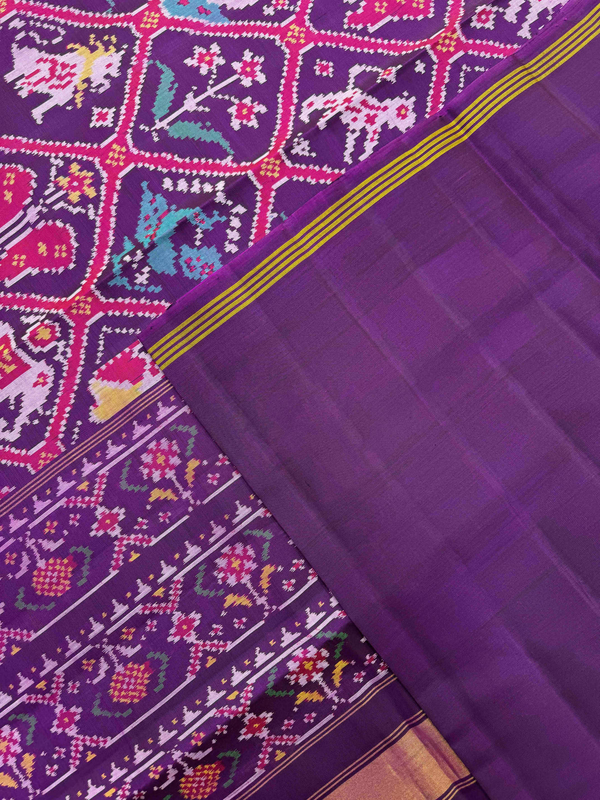 Purple Narikunj Single Ikat Patan Patola Saree