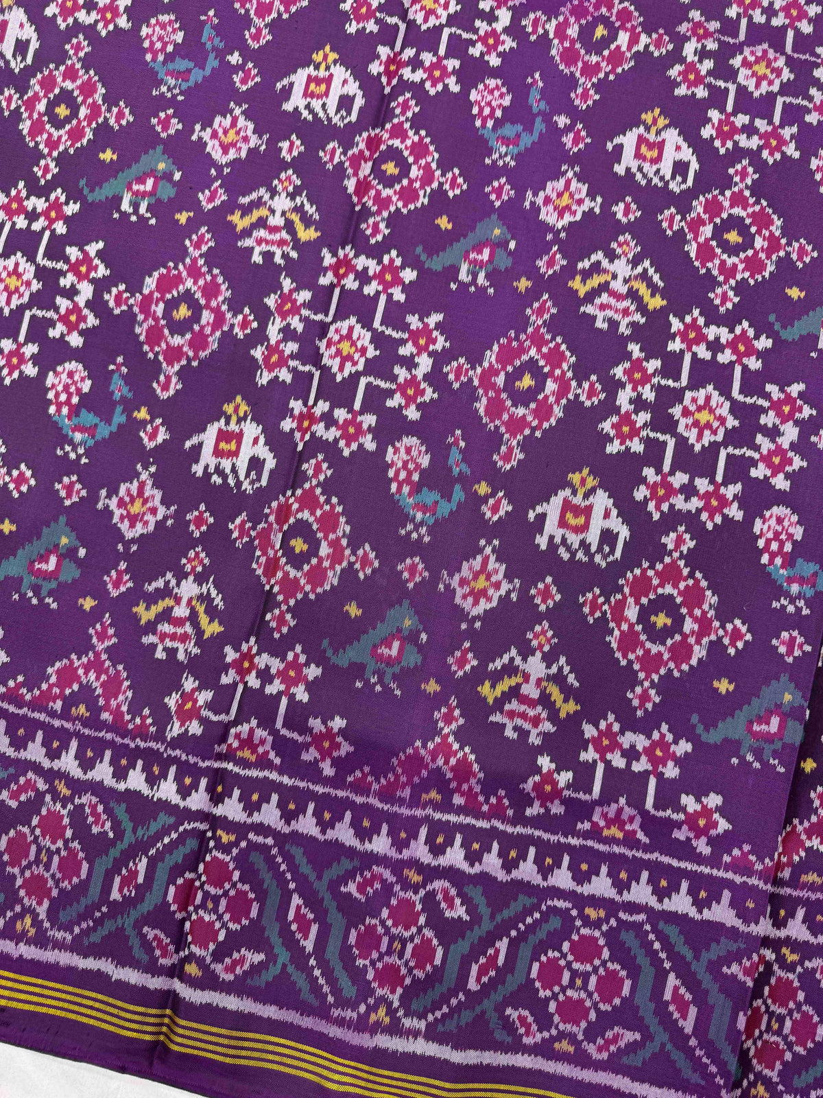 Purple Navratan Narikunj Single Ikat Patan Patola Saree